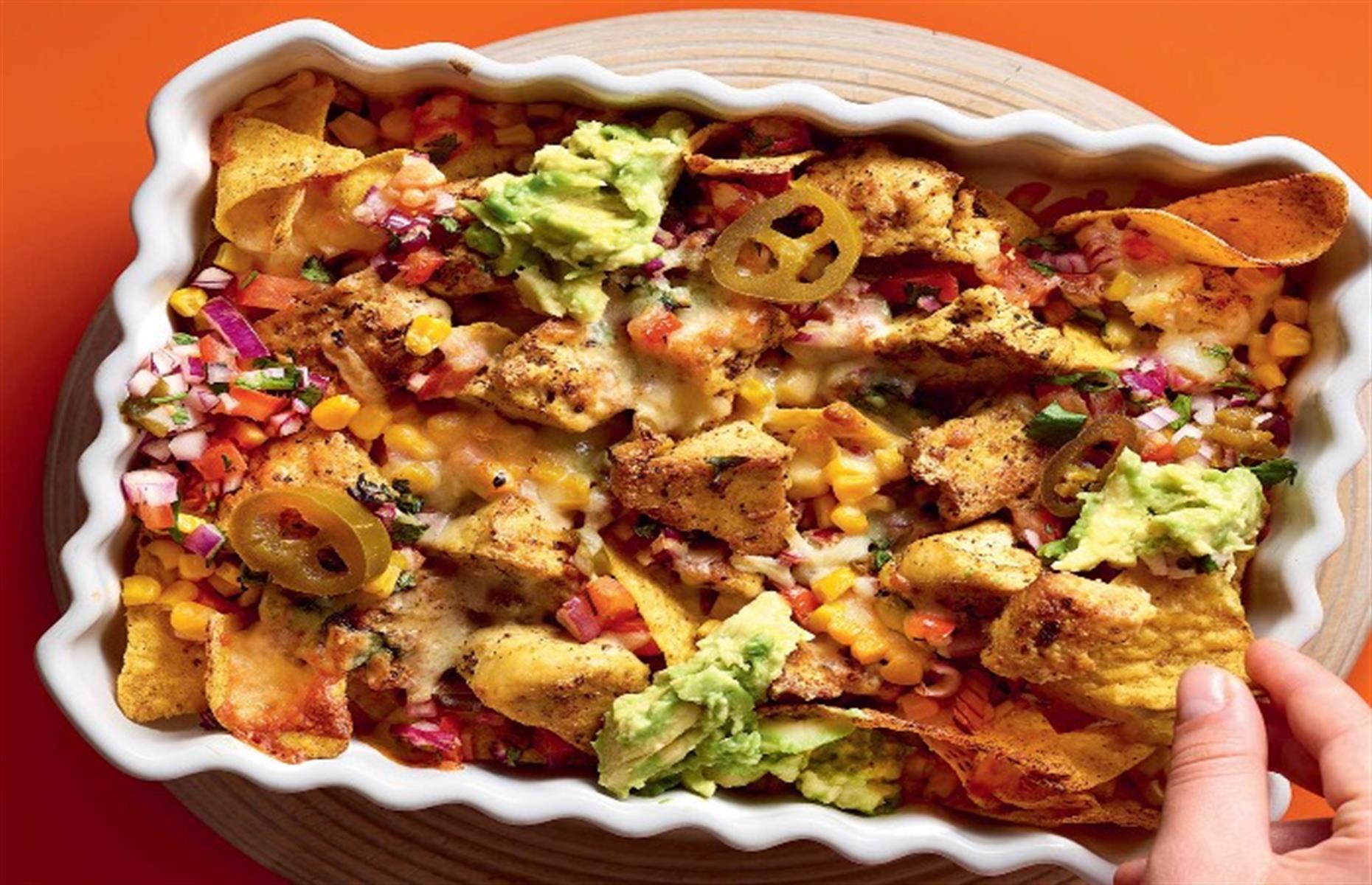 Spicy tofu nachos