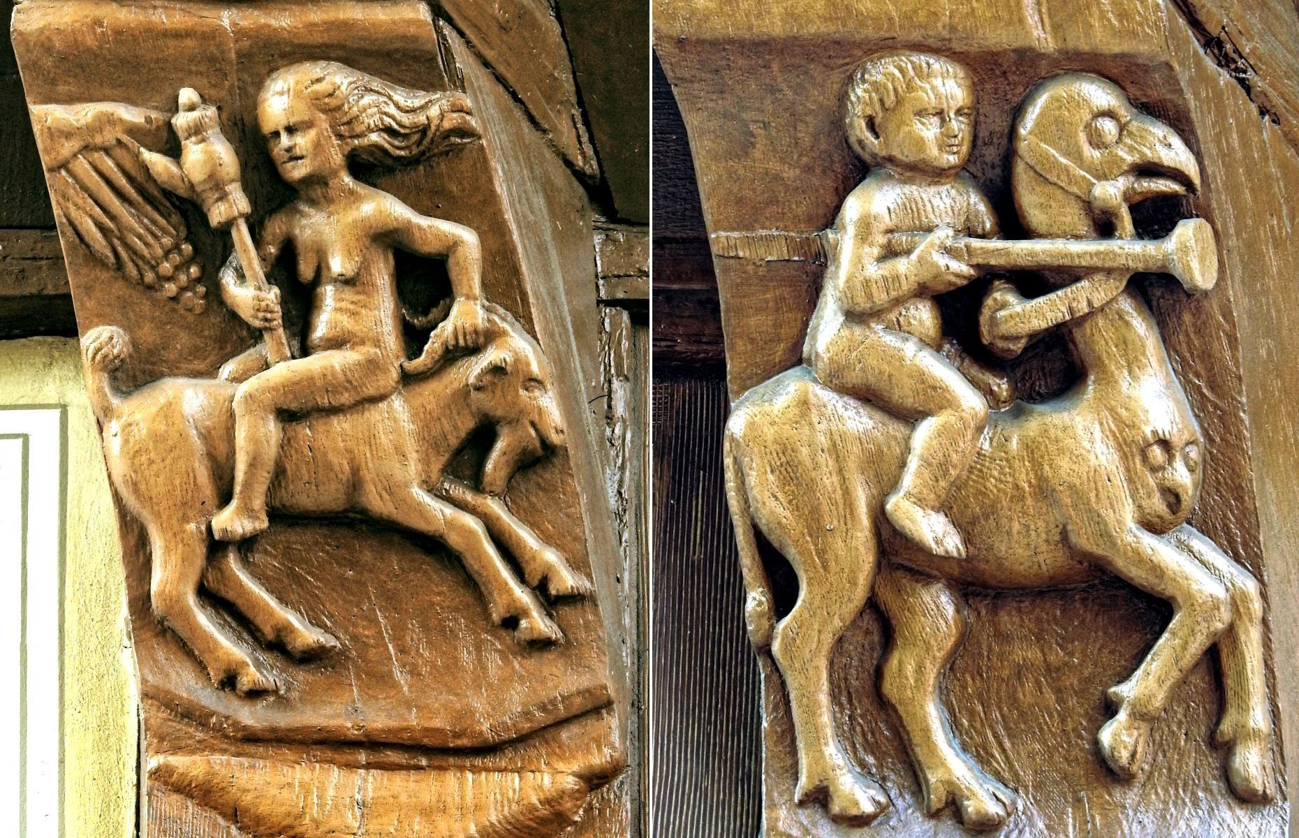 Fachwerkhaus mit frechen Schnitzereien, Goslar