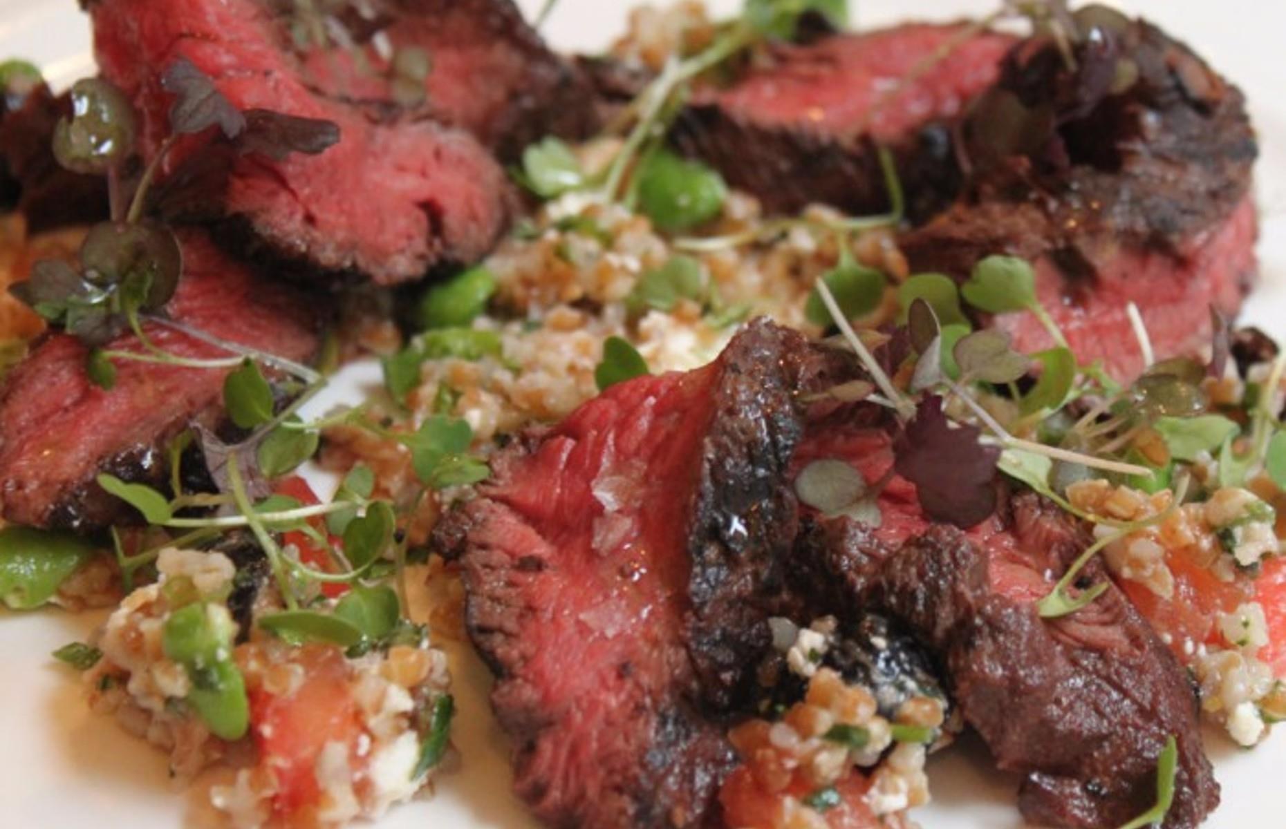 BBQ flank steak and bulgur salad