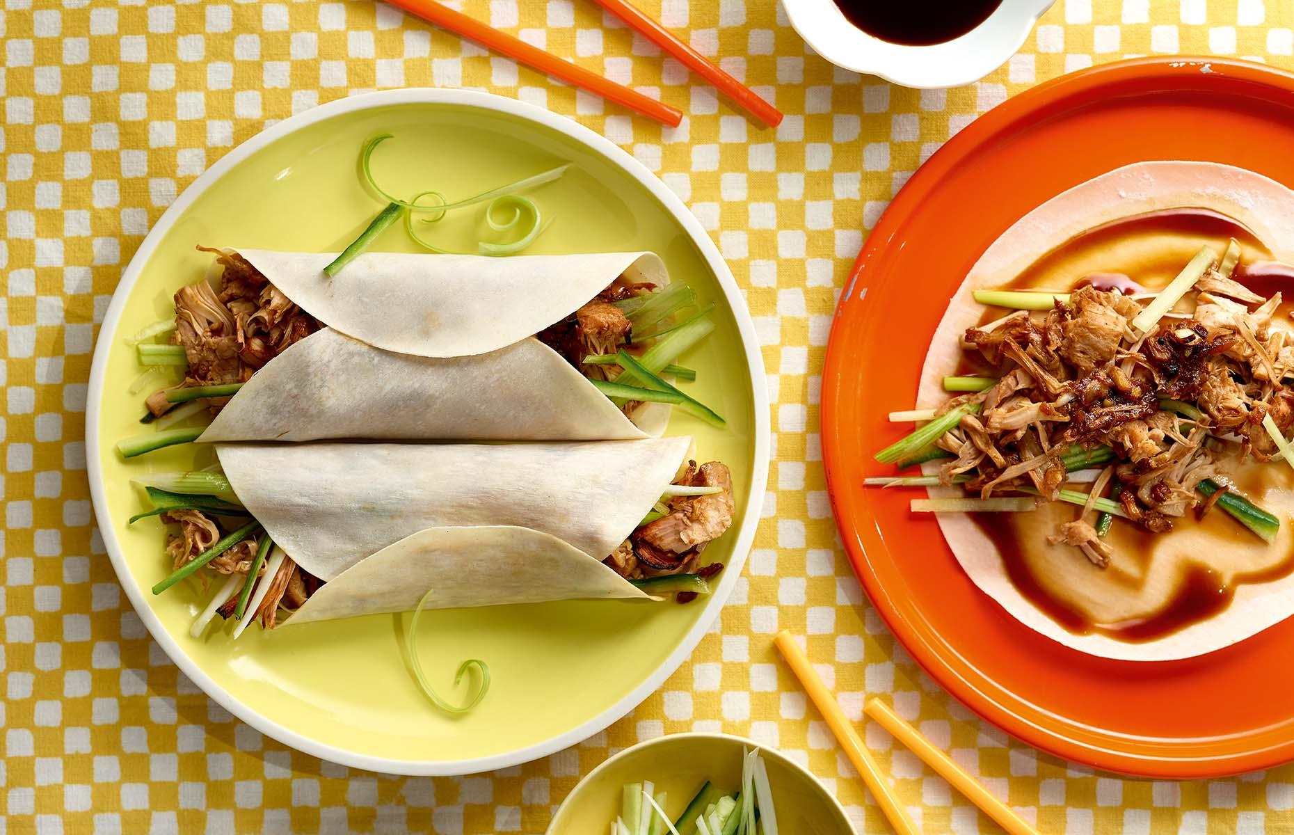 Crispy jackfruit 'duck' pancakes