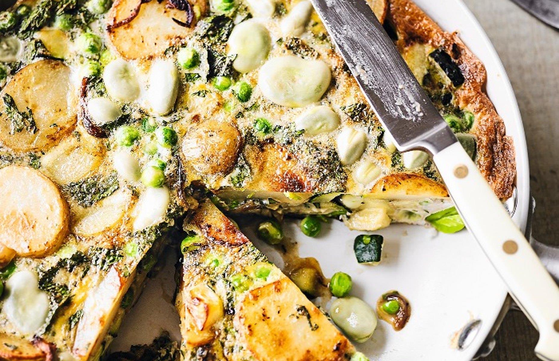 Courgette, pea and broad bean tortilla