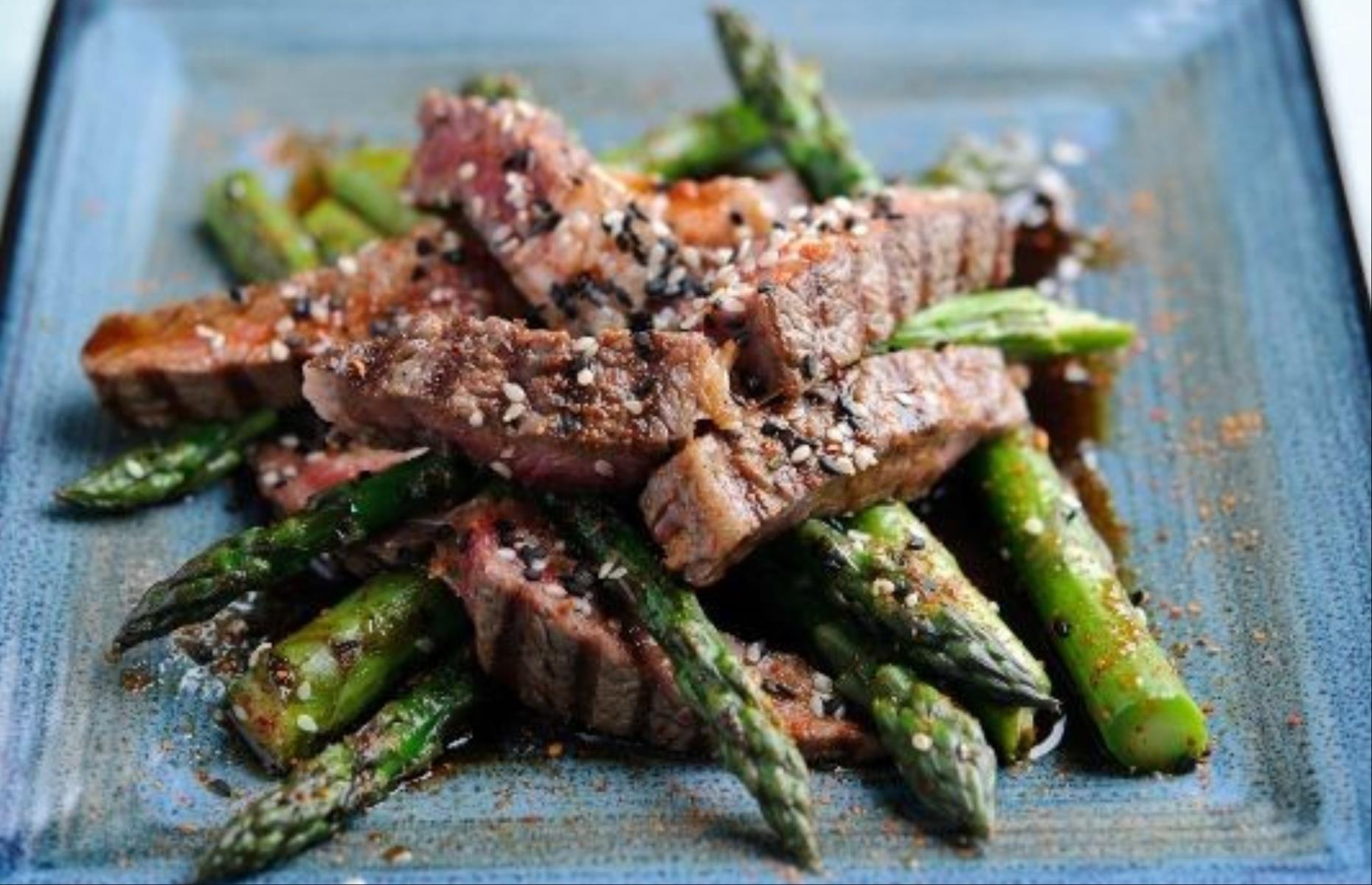 Barbecued rib eye steak
