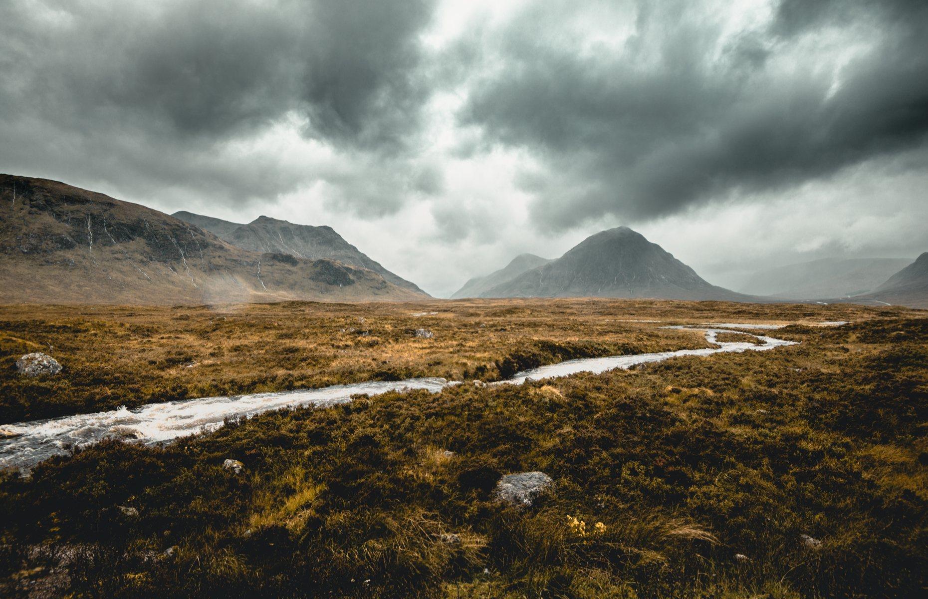 The wettest areas of the UK are in the mountains