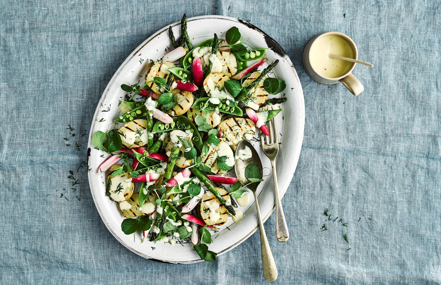 Asparagus, new potato and radish salad