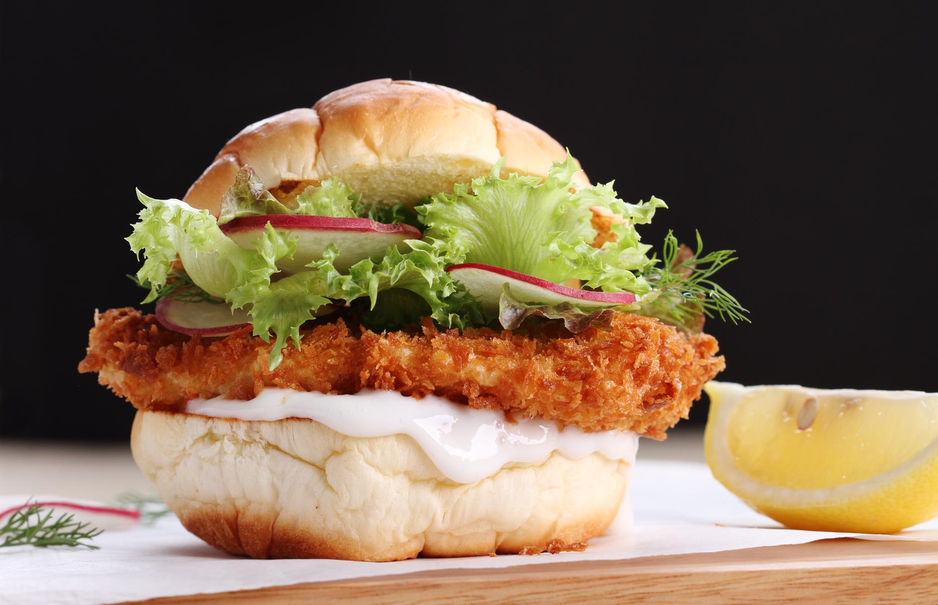 Fried fish burger