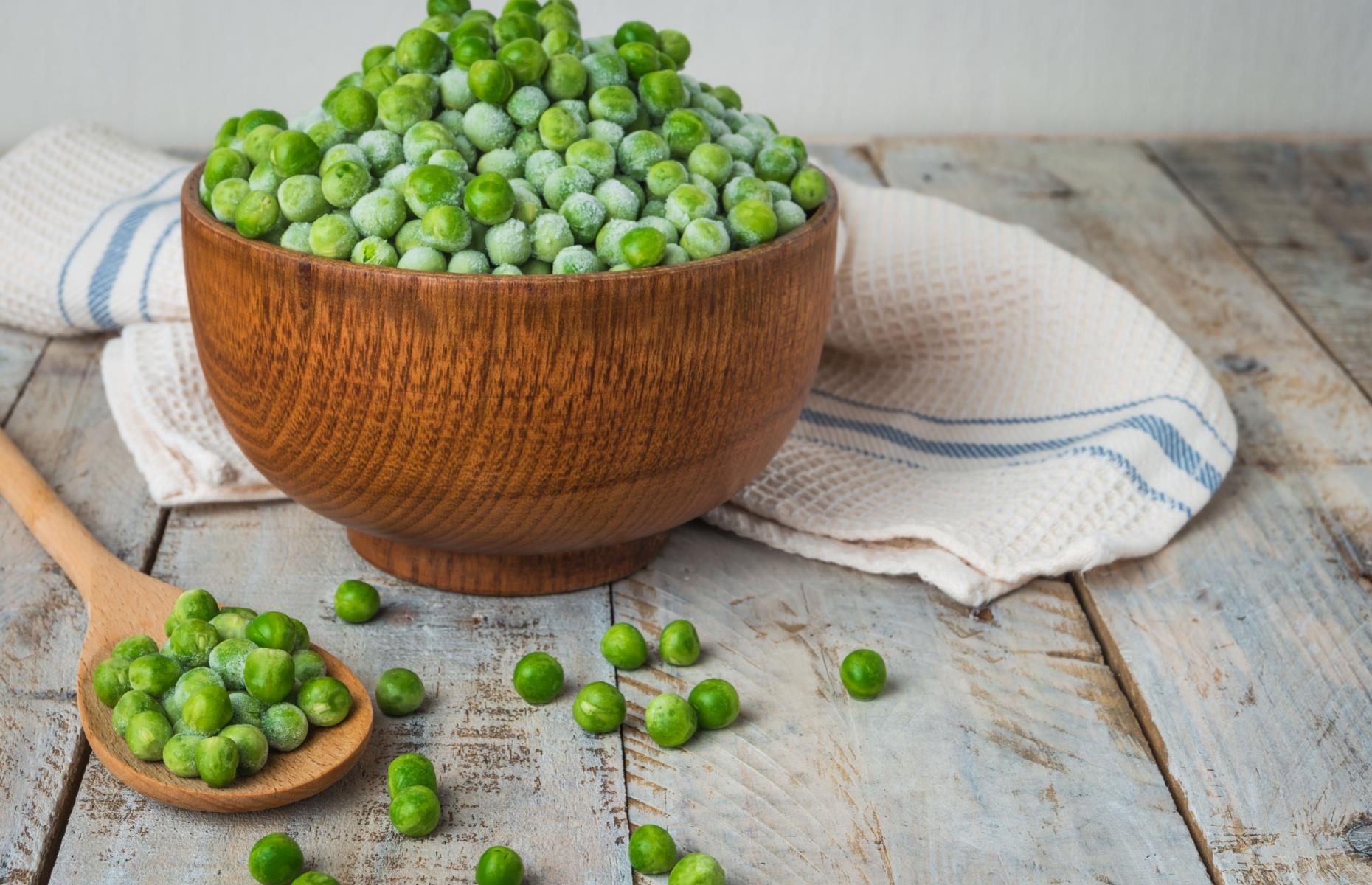 37. Layer frozen peas in a traybake