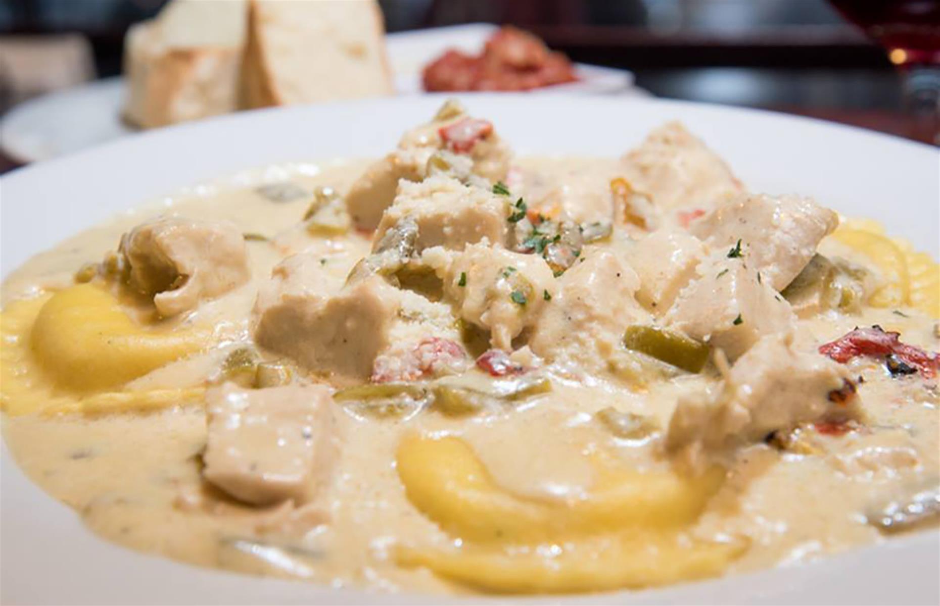 New Mexico: green chile chicken ravioli, Joe's Pasta House, Rio Rancho