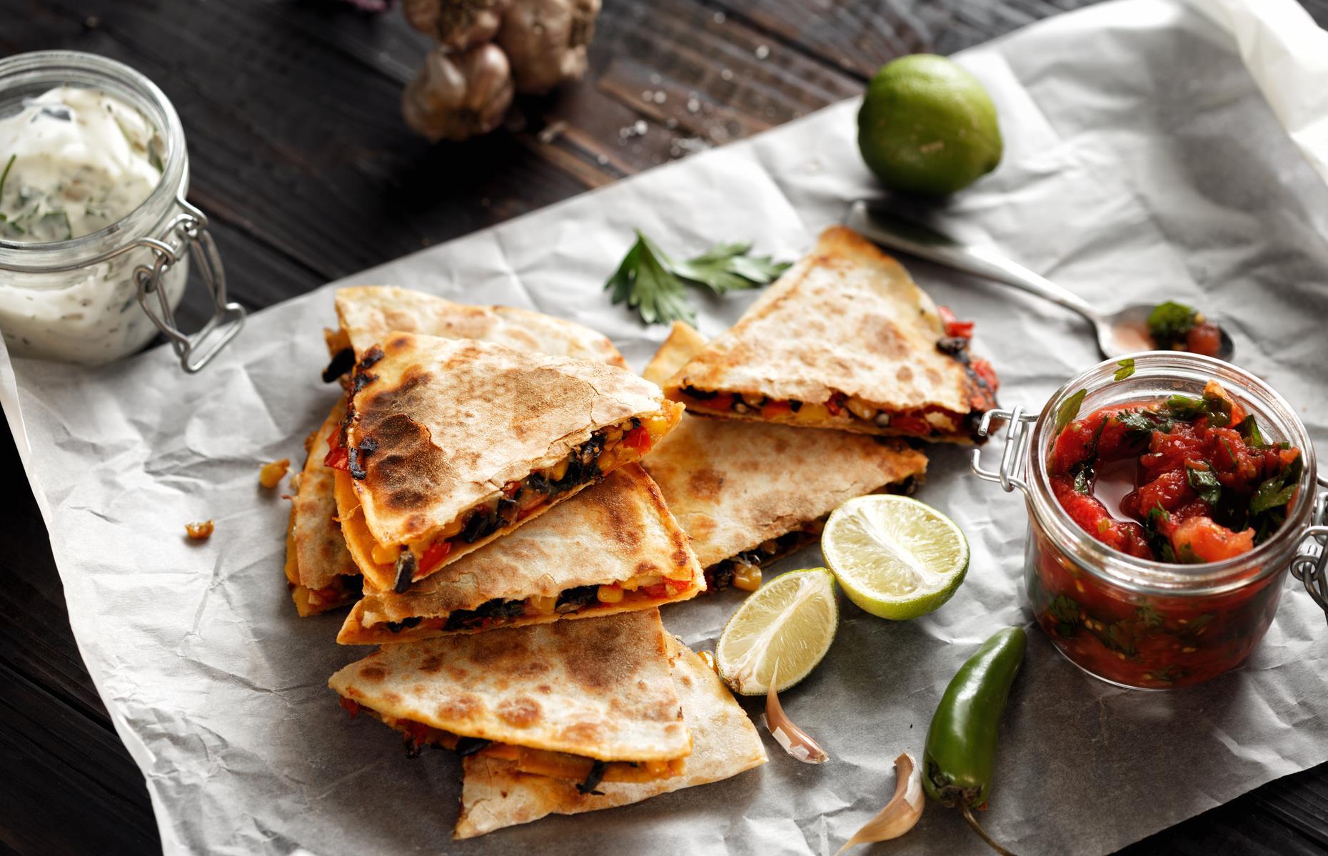 Apple and turkey quesadillas