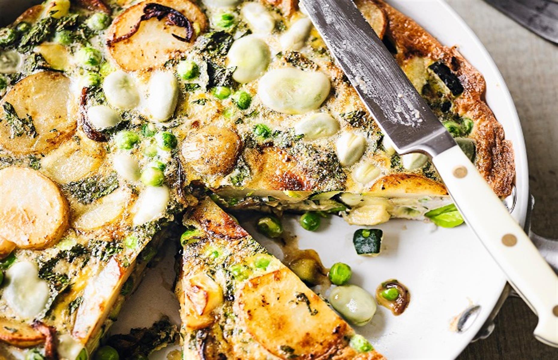 62. Courgette, pea and broad bean tortilla