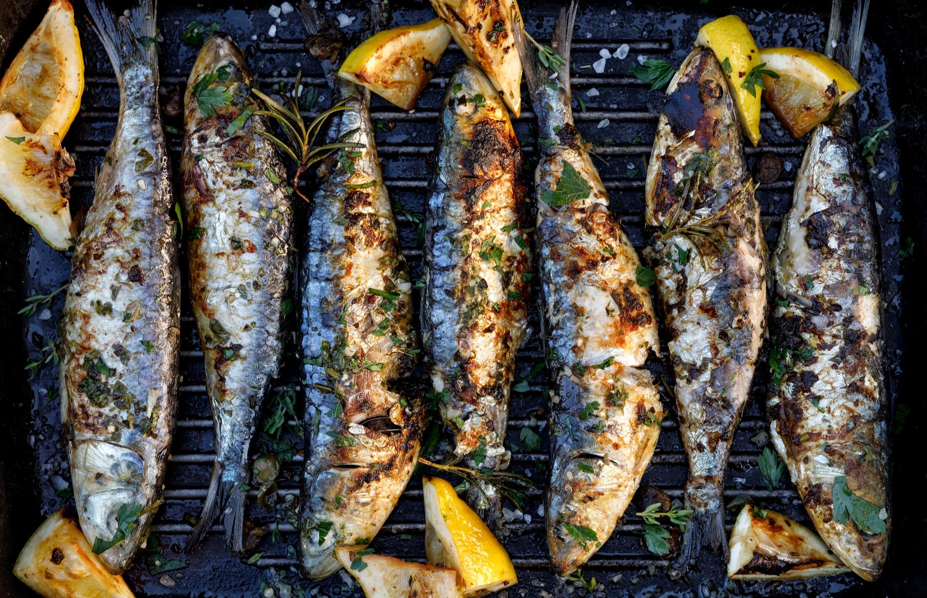 Grilled sardines with salsa verde