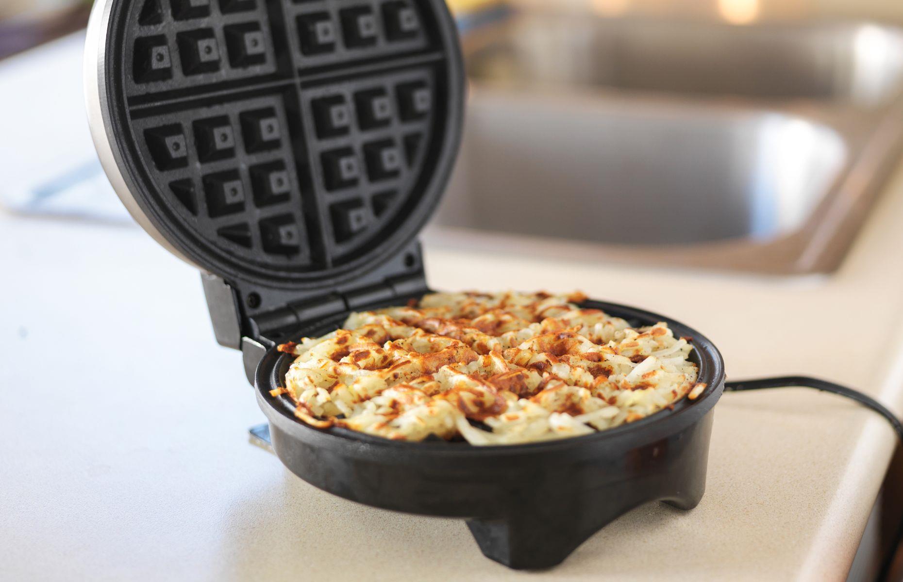 30. Cook your hash browns in a waffle iron 