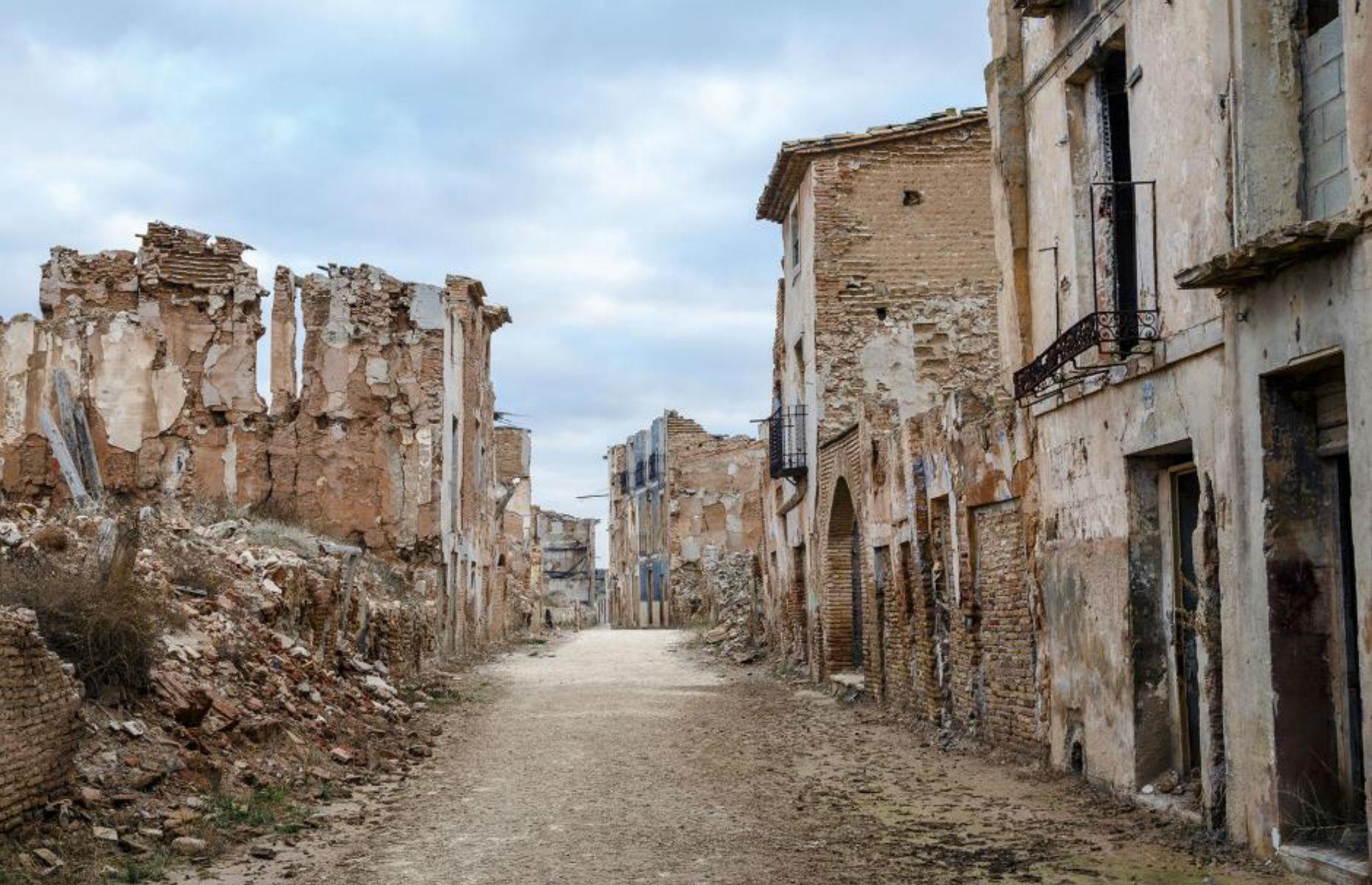 The haunted village of Belchite, Aragon, Spain