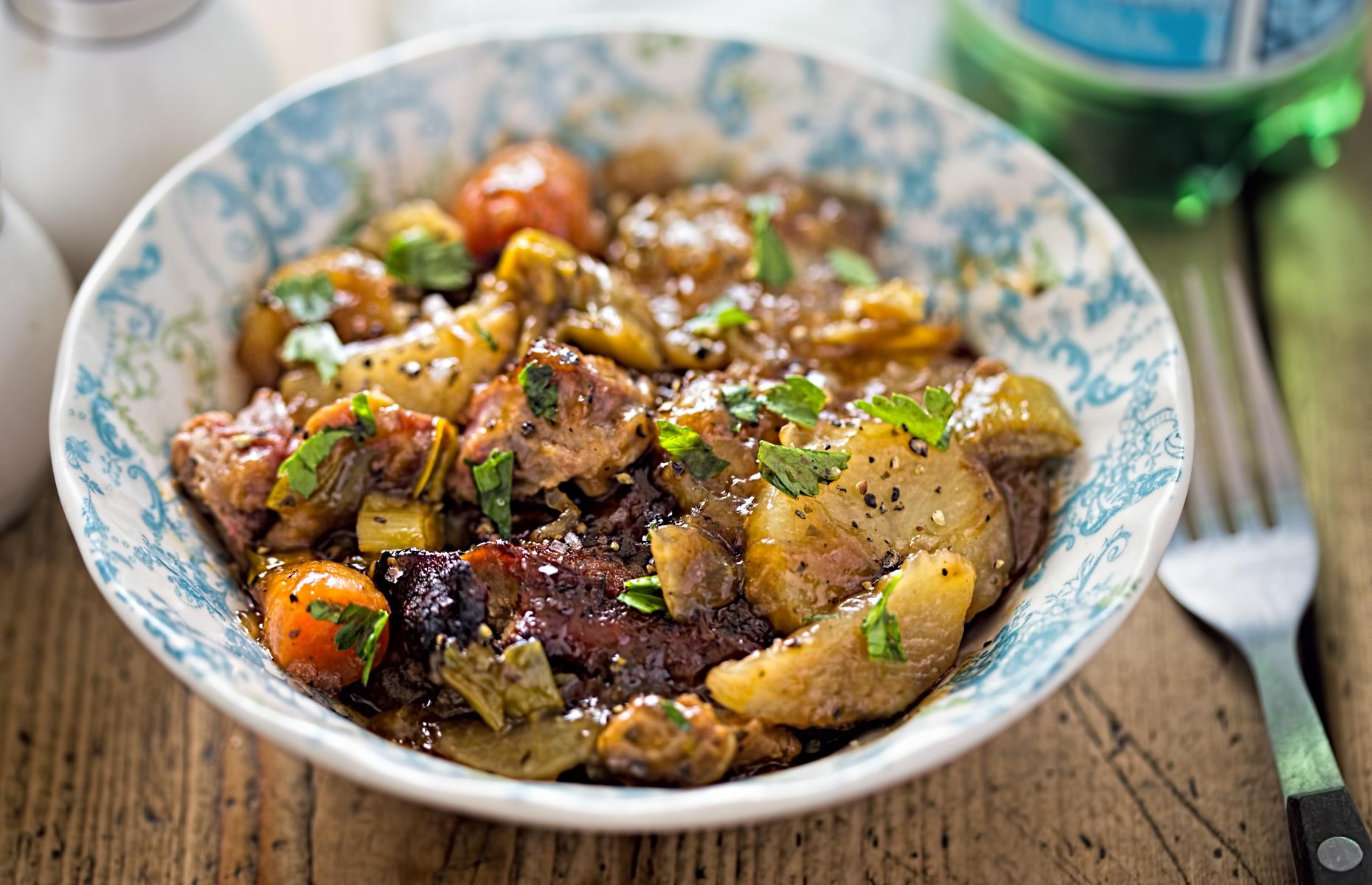 Lamb shoulder: slow-cooked stew
