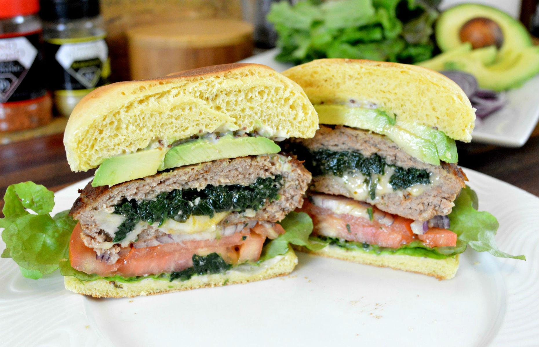 Spinach stuffed burger