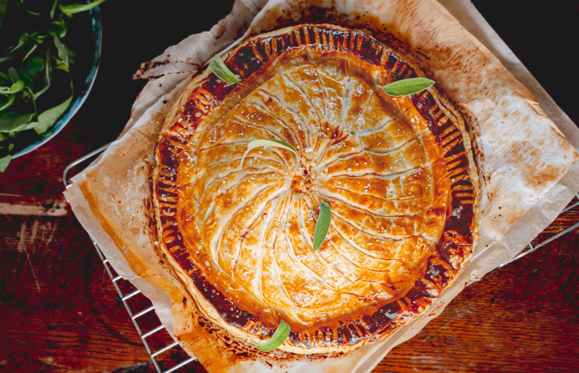 Butternut squash, potato and cheese pithivier 