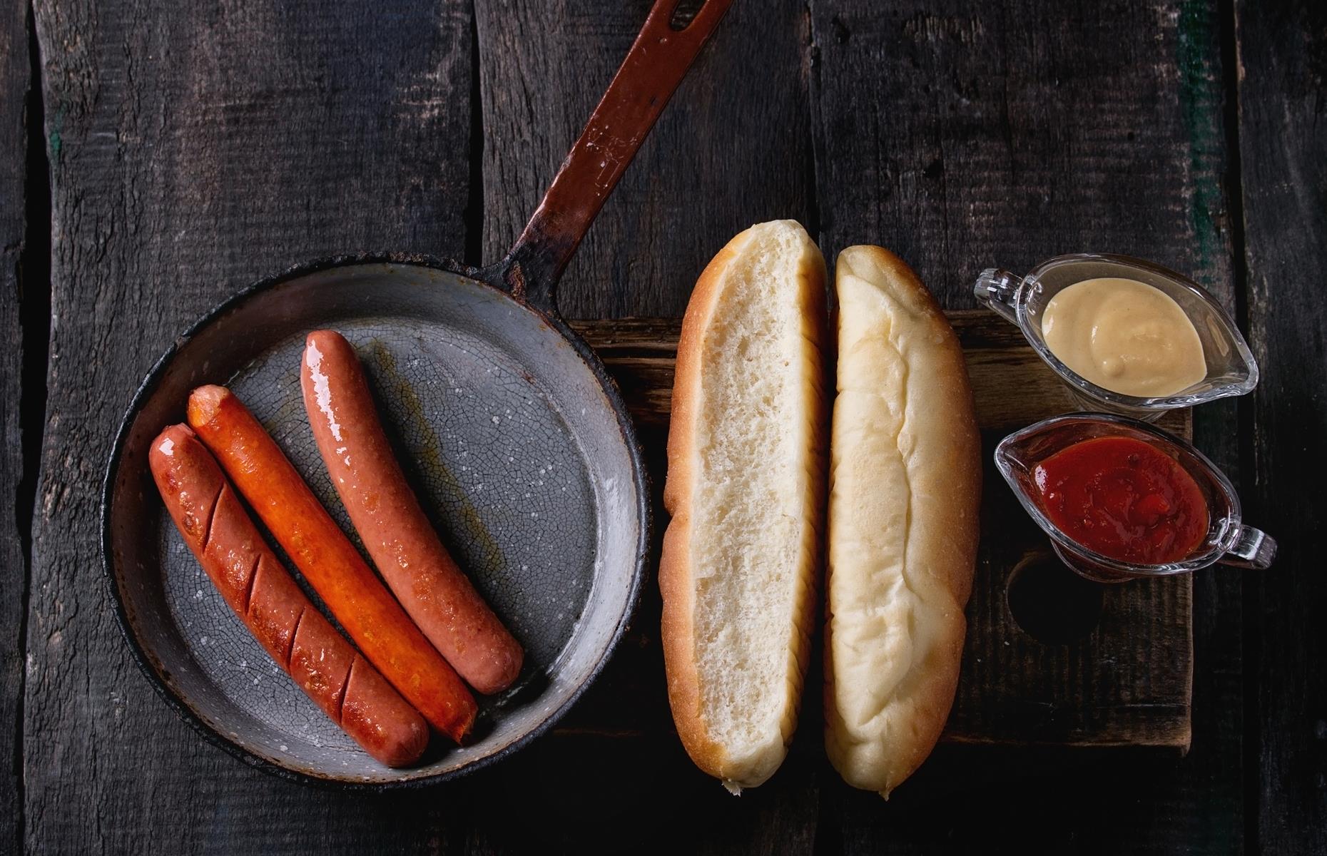 Fresh hot dog sausages 
