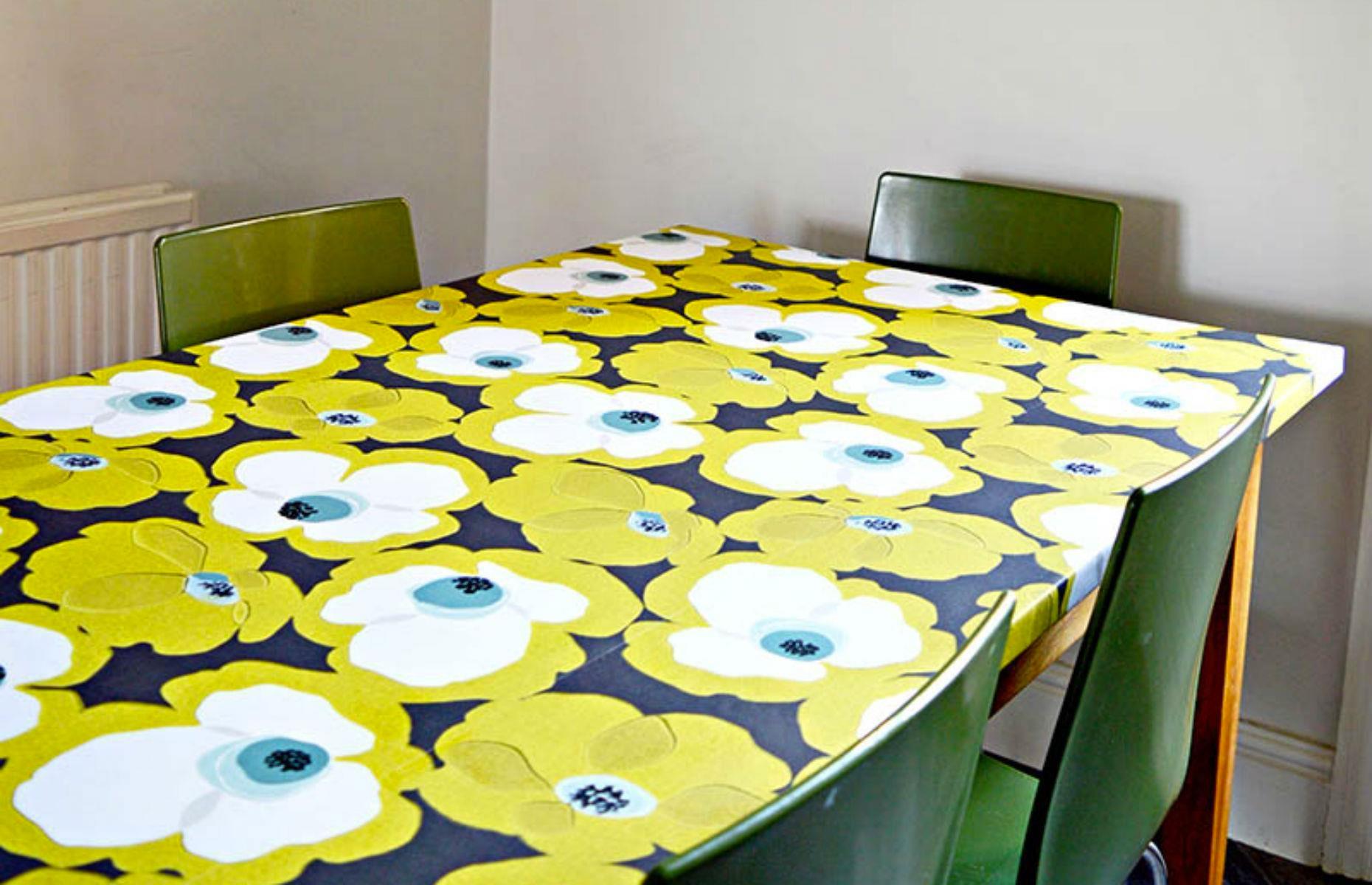 Wallpaper covered table