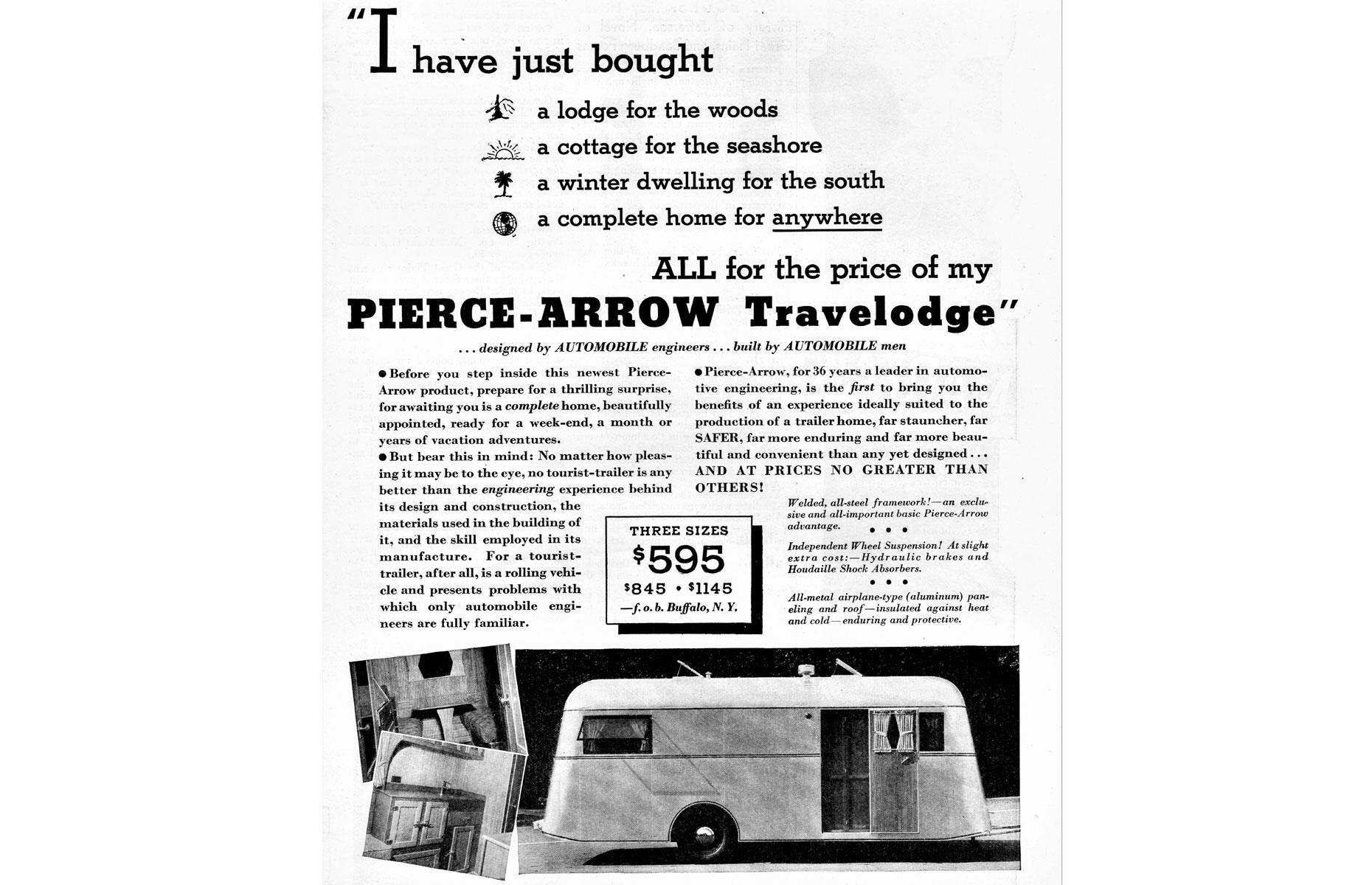 Pierce-Arrow Modelo C Travelodge (1936): remolque metálico de lujo