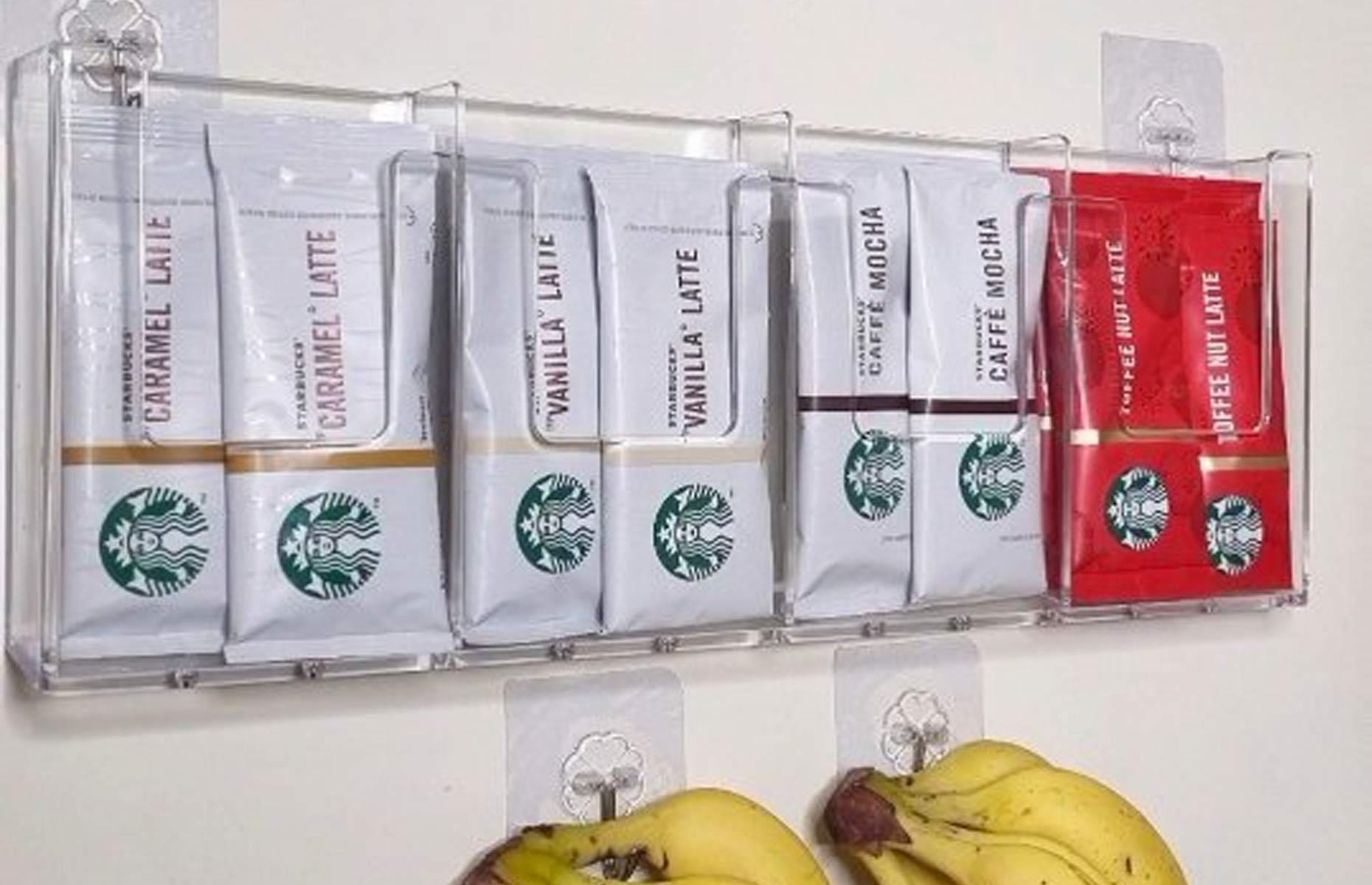 Use a leaflet holder for drink sachets