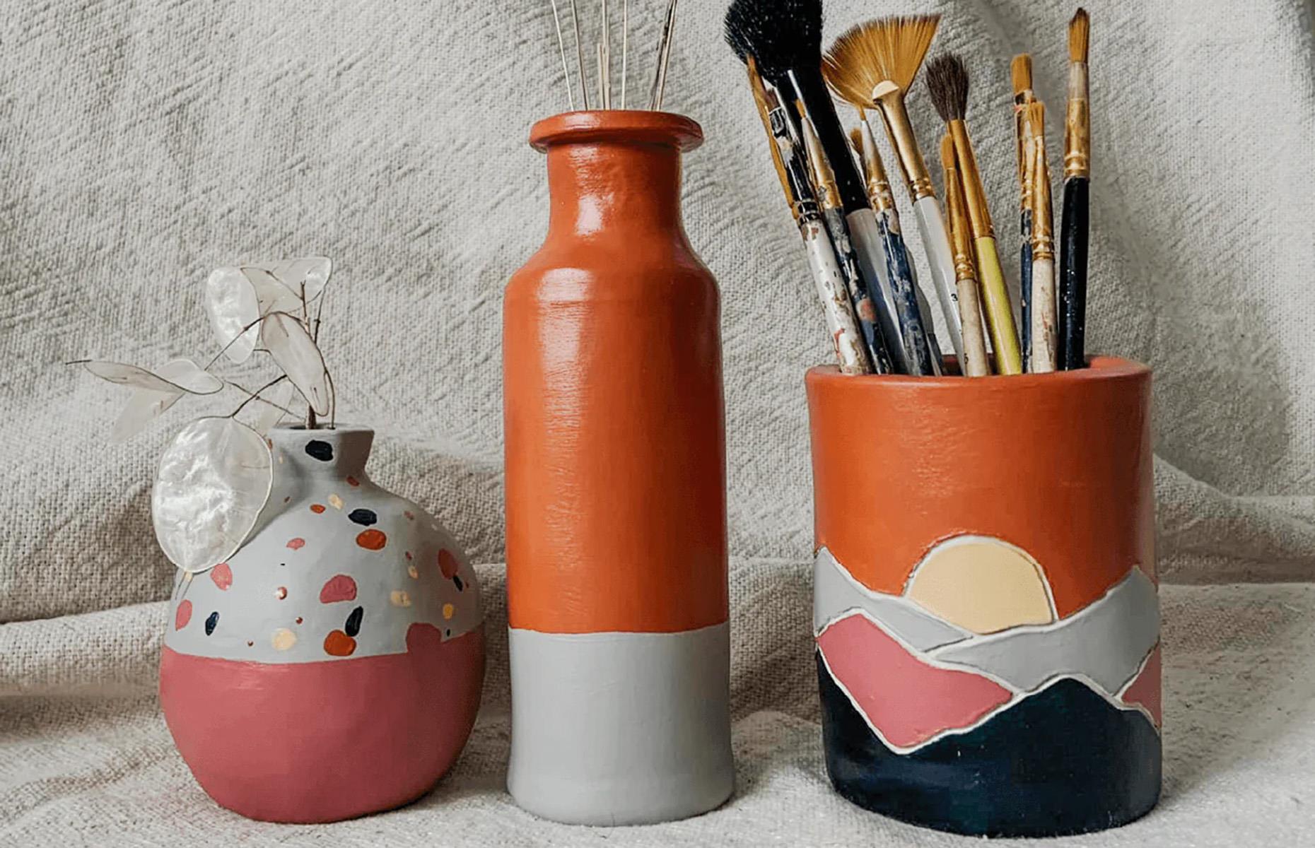 Paint pottery in autumnal shades