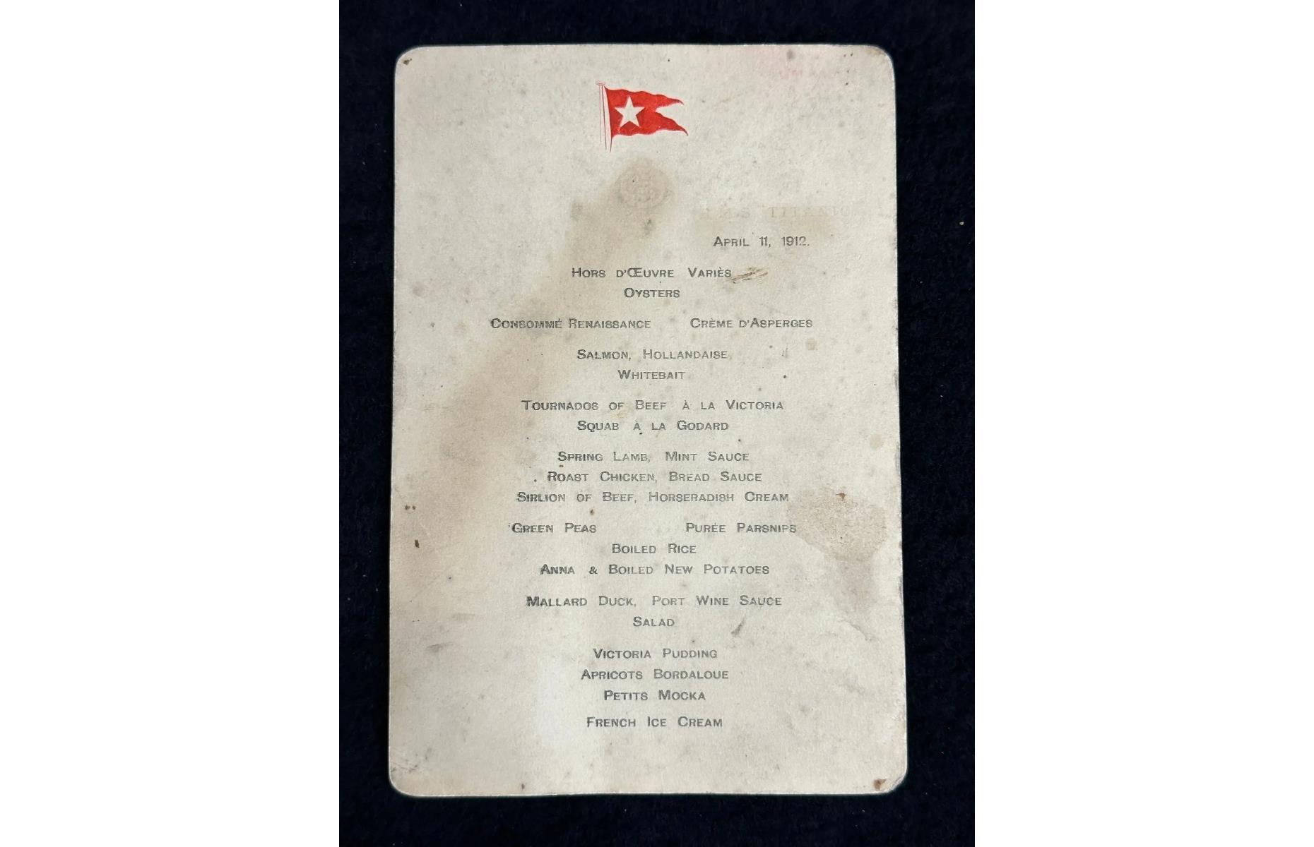 A rare piece of menu memorabilia 