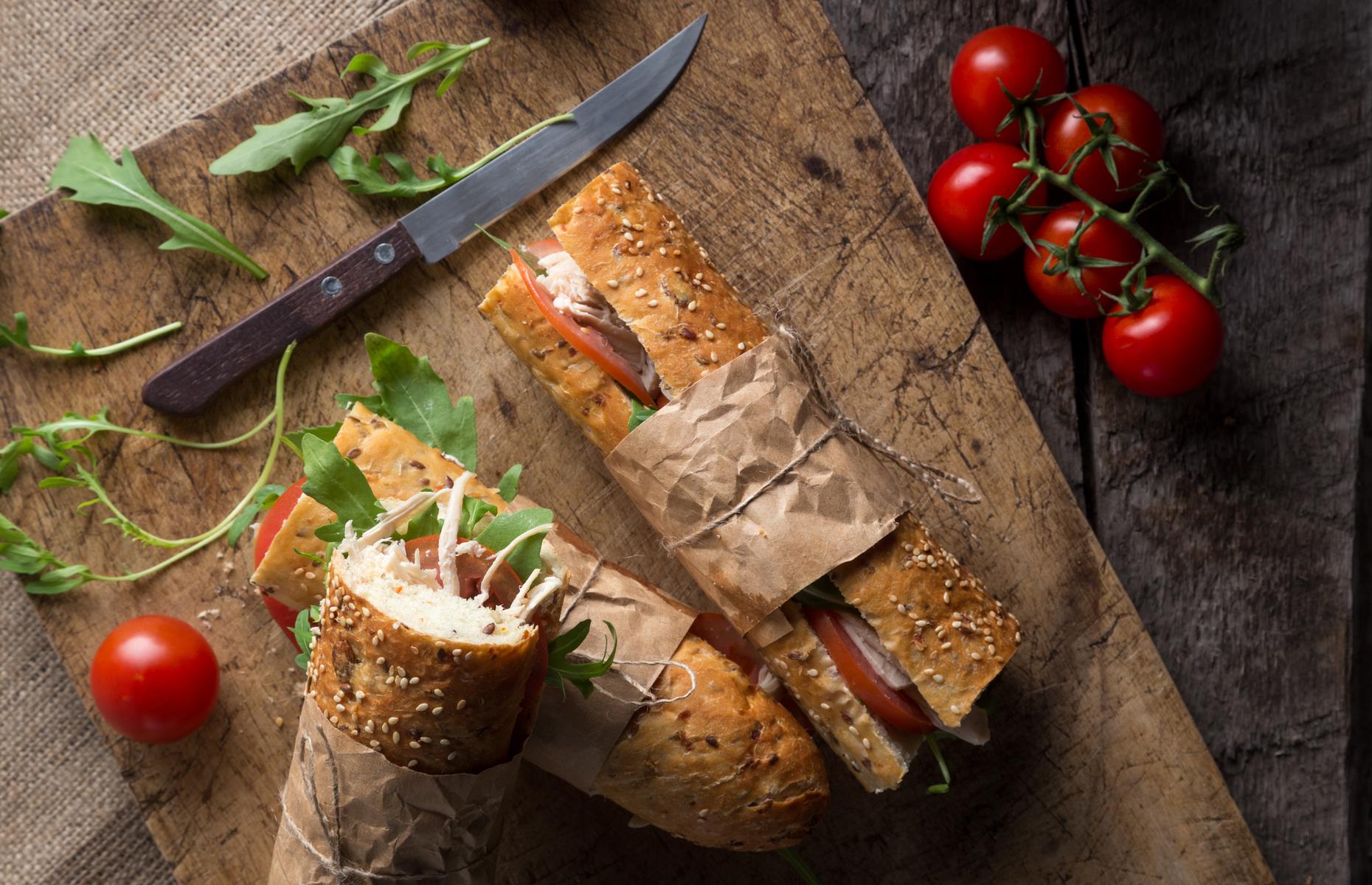 Chicken, lemon and basil sandwich