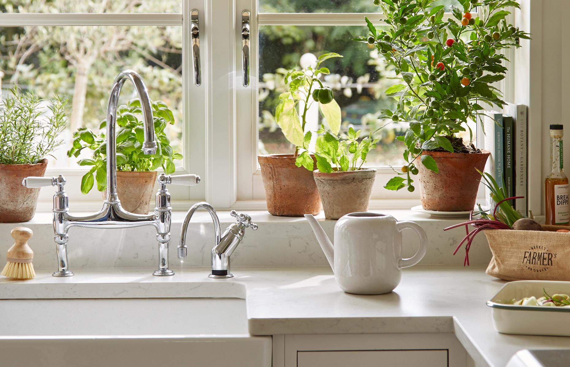 place rustic pots in the kitchen