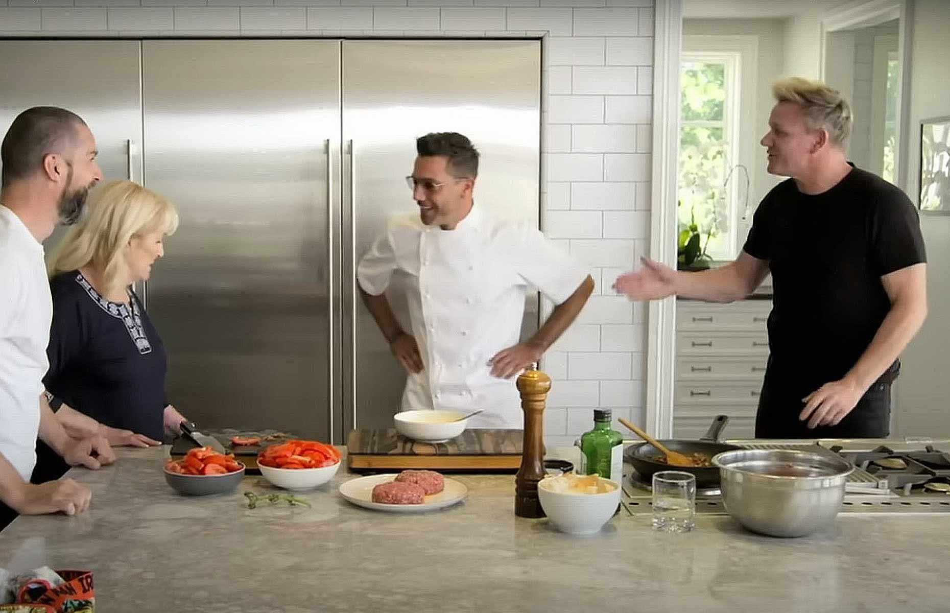 Gordon Ramsay's Los Angeles mansion: neutral, streamlined kitchen
