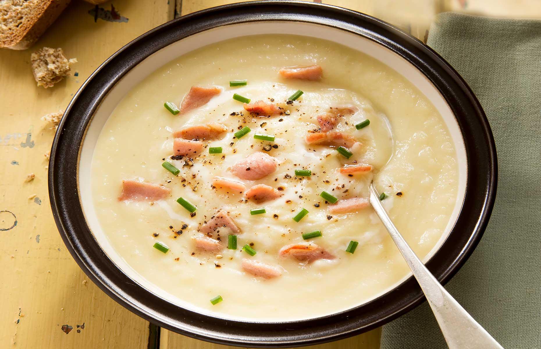 Celeriac and bacon soup