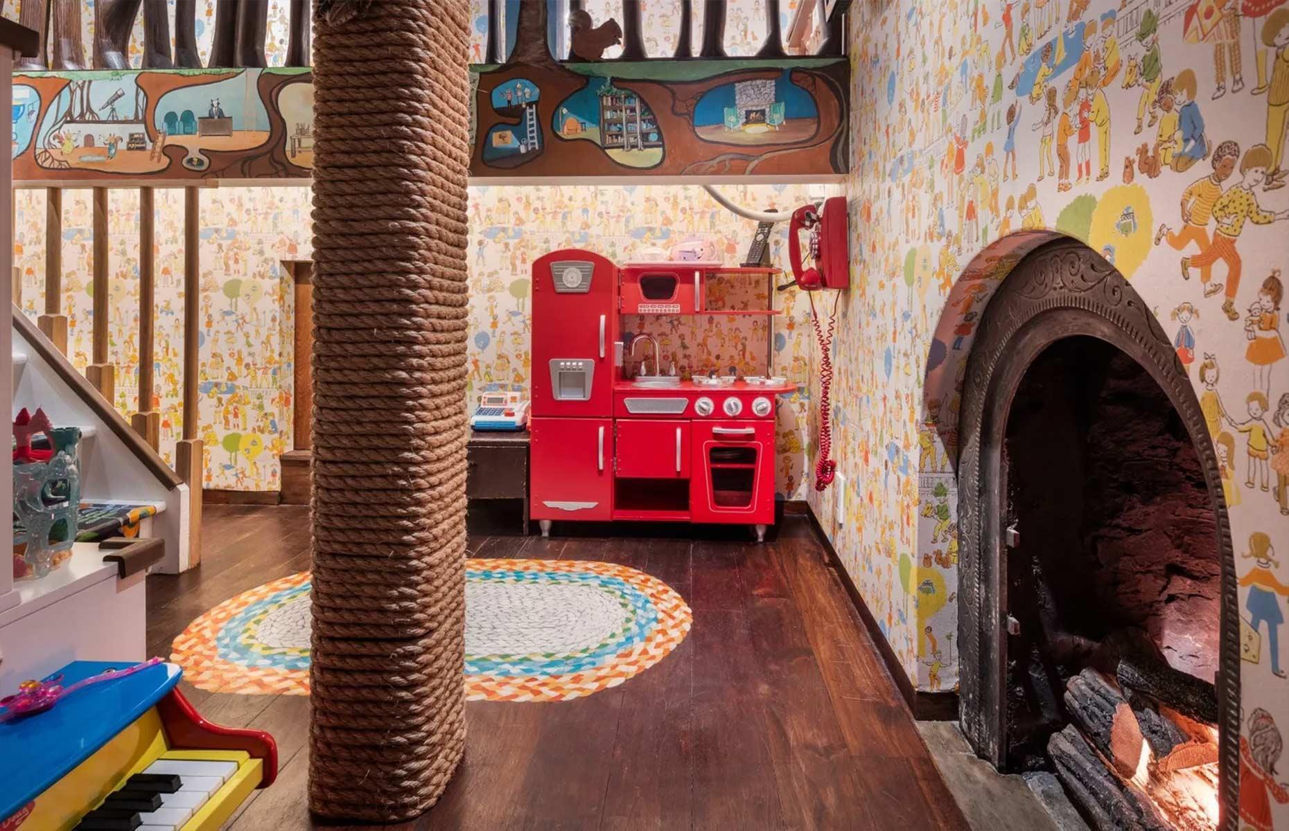 A secret playroom under the stairs
