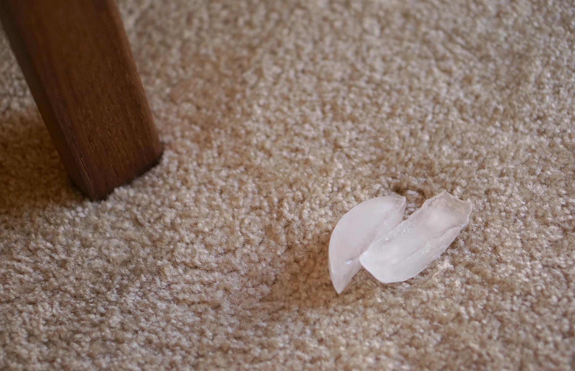 Remove carpet dents with ice cubes