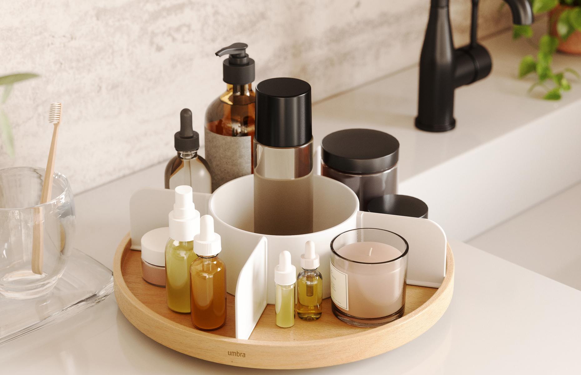 Use a lazy Susan for your products