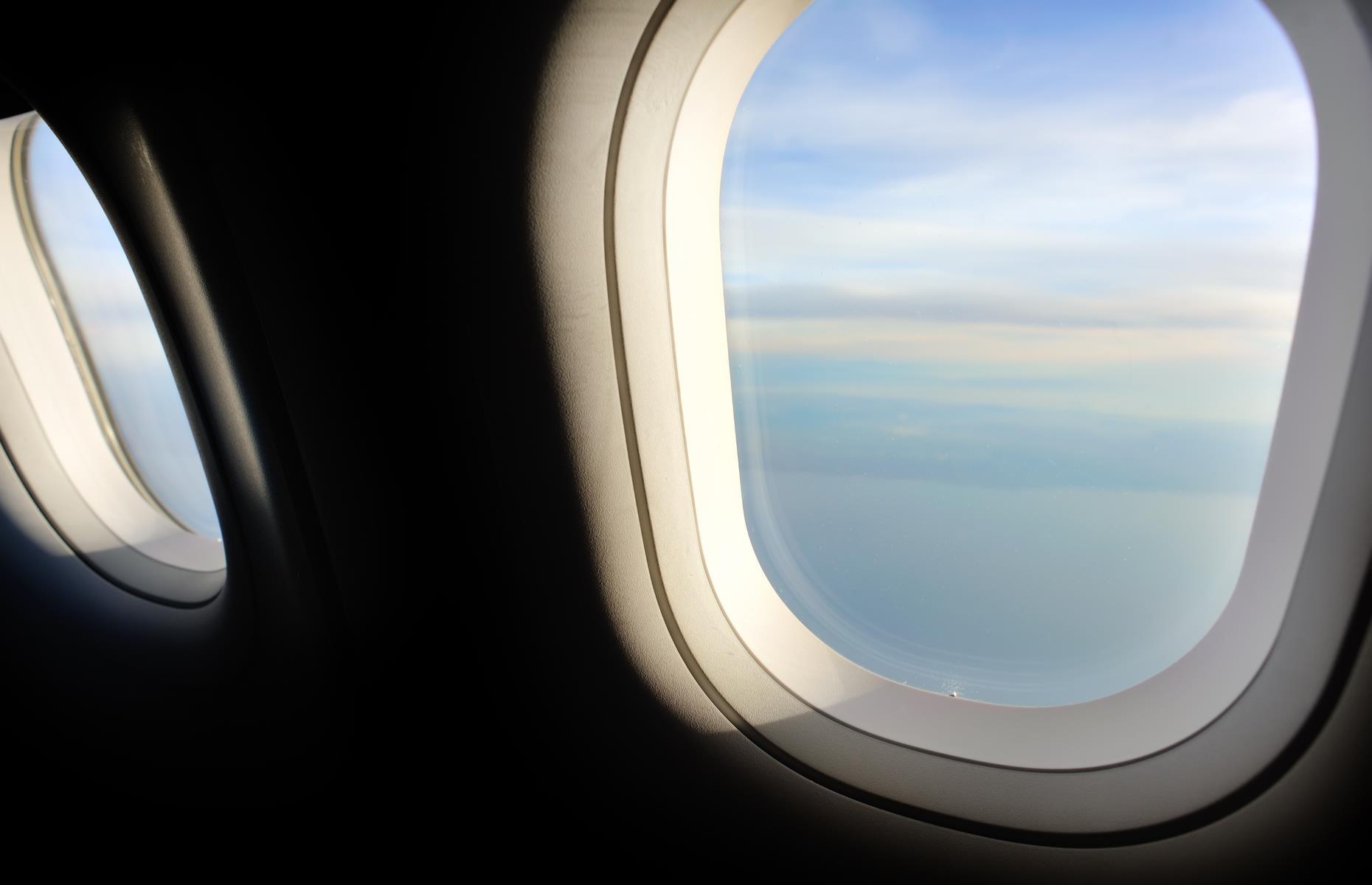 Plane windows are layered