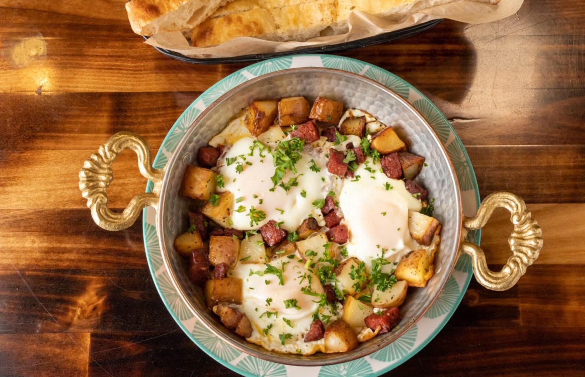 Pennsylvania: Potato and Sucuk Sunny Side Up Eggs, Alihan's Coffee and Breakfast, Pittsburgh