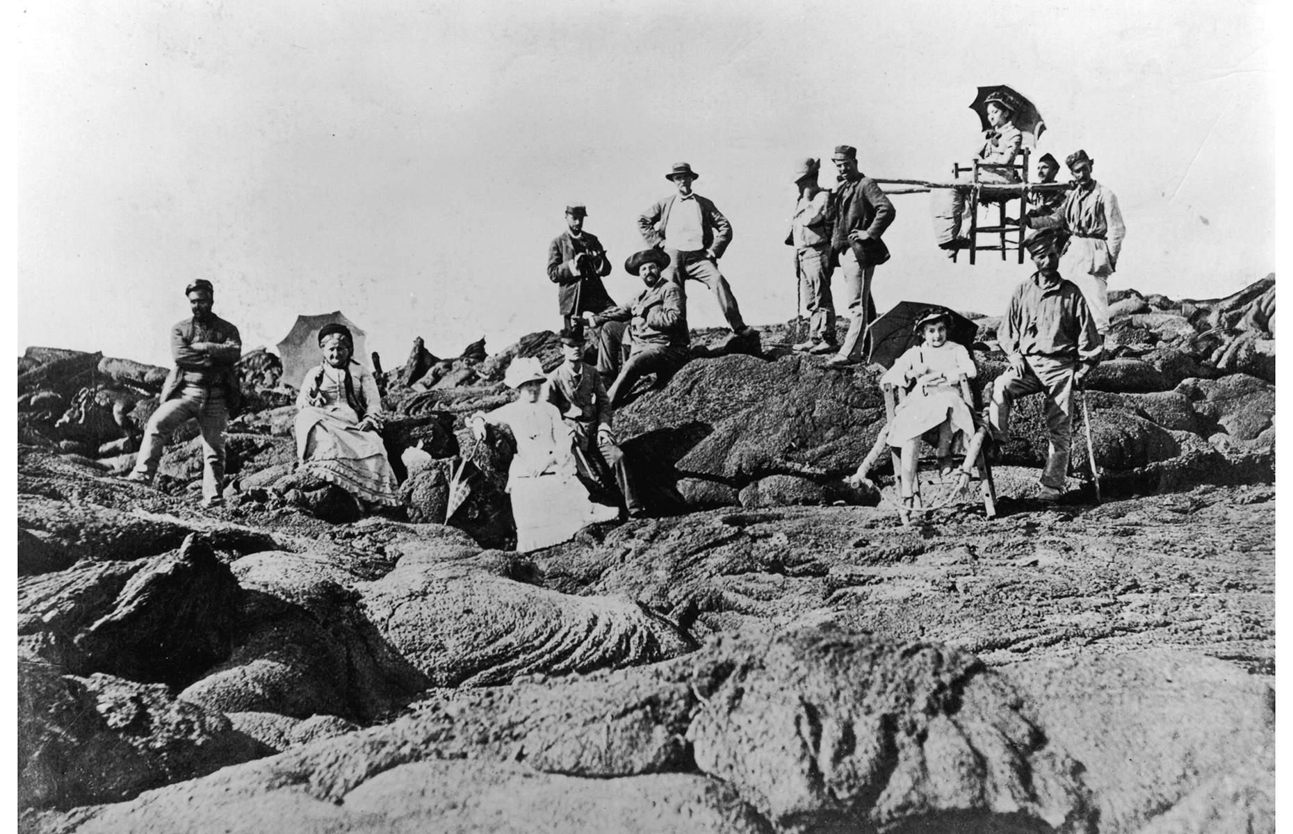 The first volcano tourists