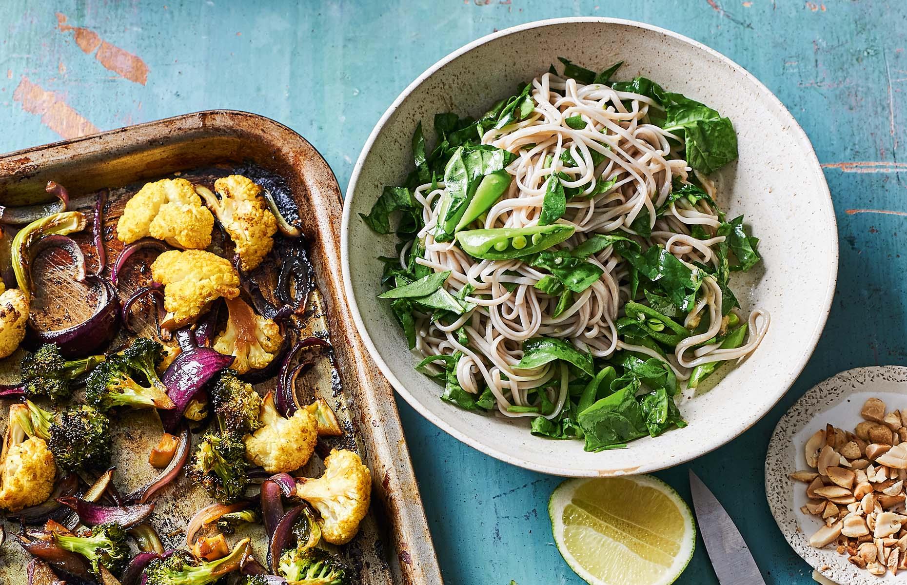 37. Soy-roasted vegetables with noodles