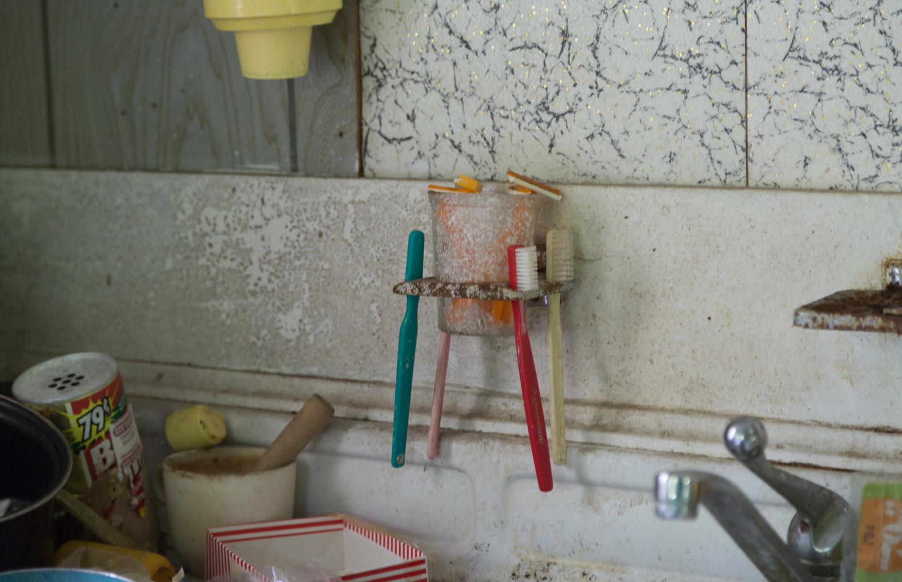 Makeshift bathroom