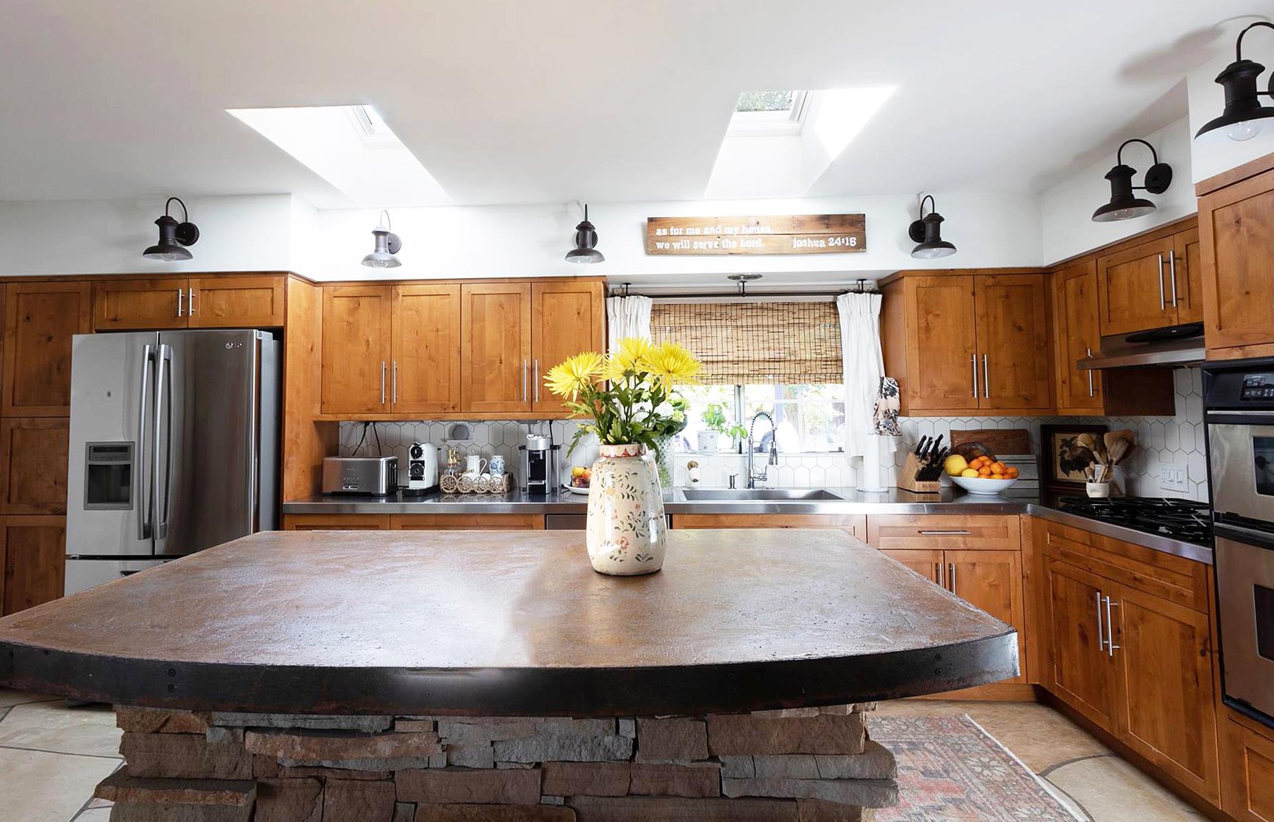After: a bright kitchen with skylight