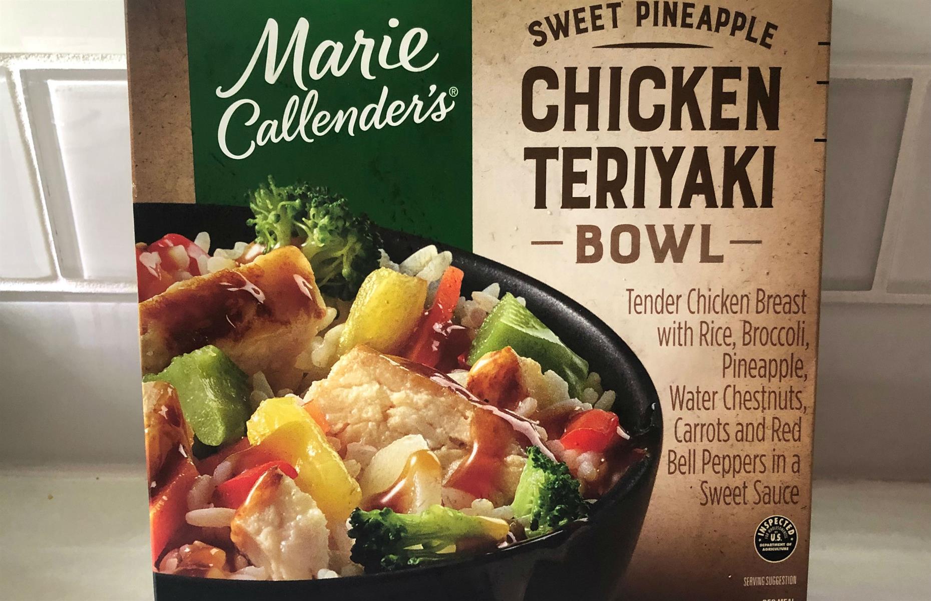 23. Marie Callender’s sweet pineapple chicken teriyaki bowl (5% sugar)