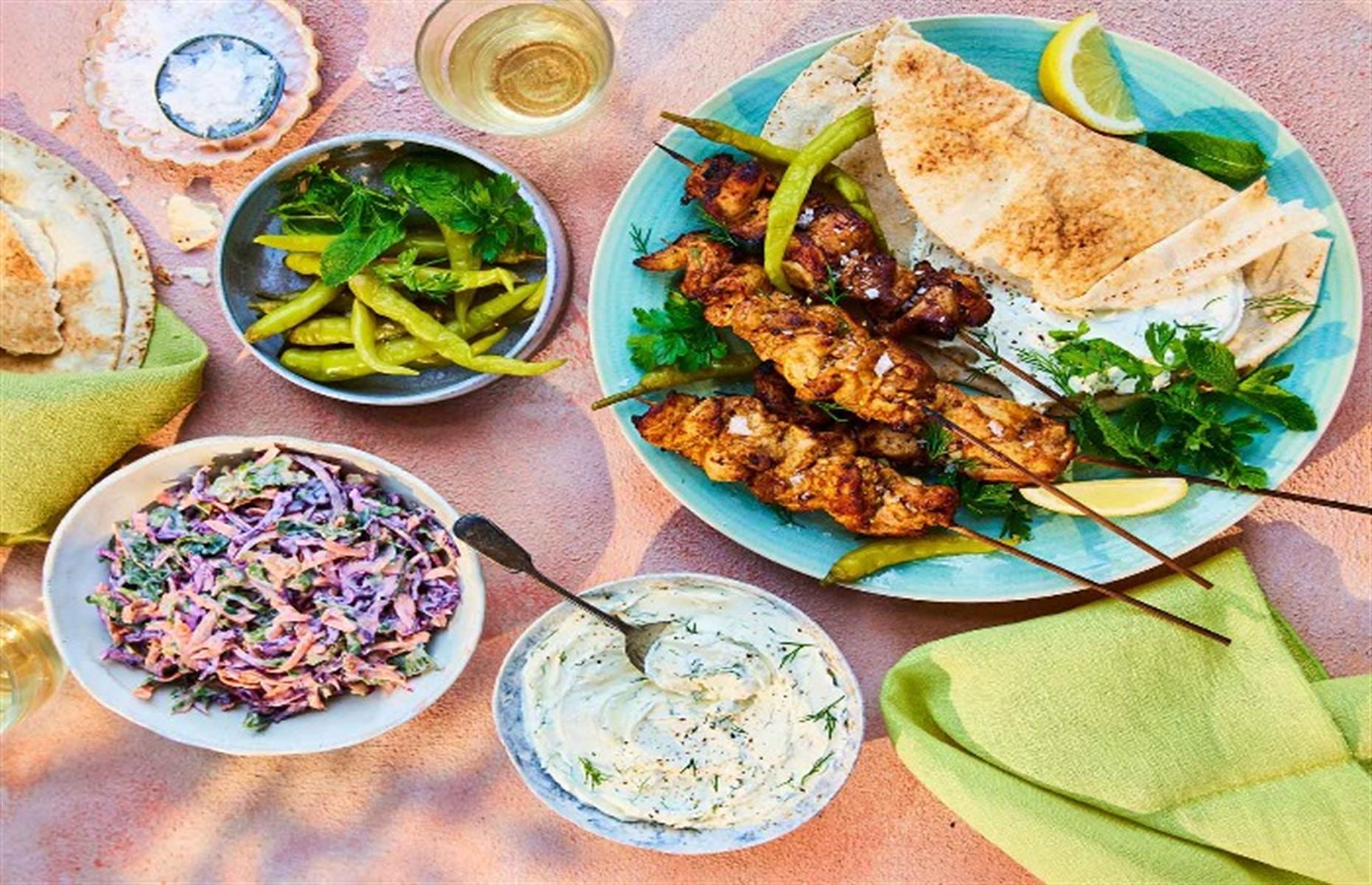 57. Chicken shawarma flatbreads