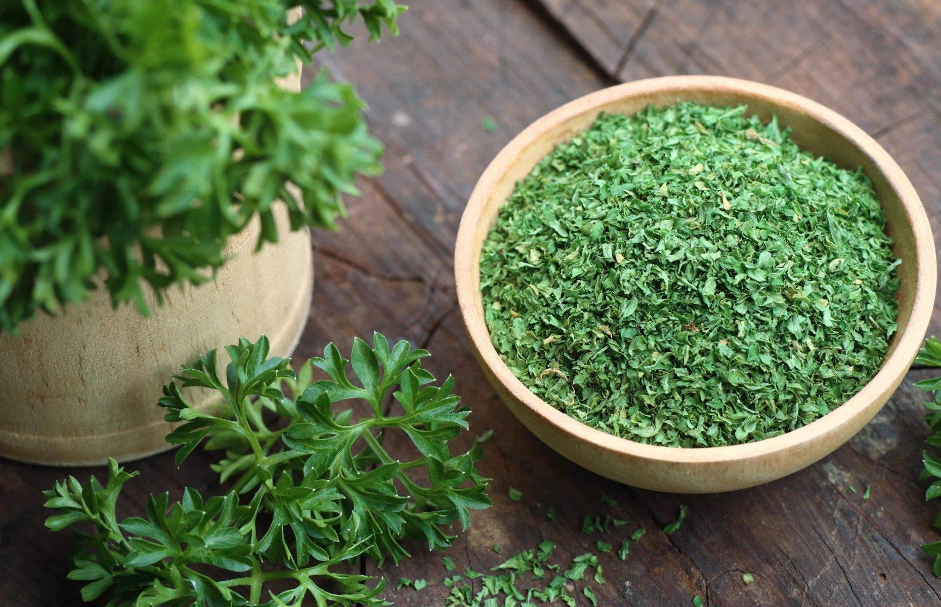 One teaspoon dried herbs = one handful fresh herbs