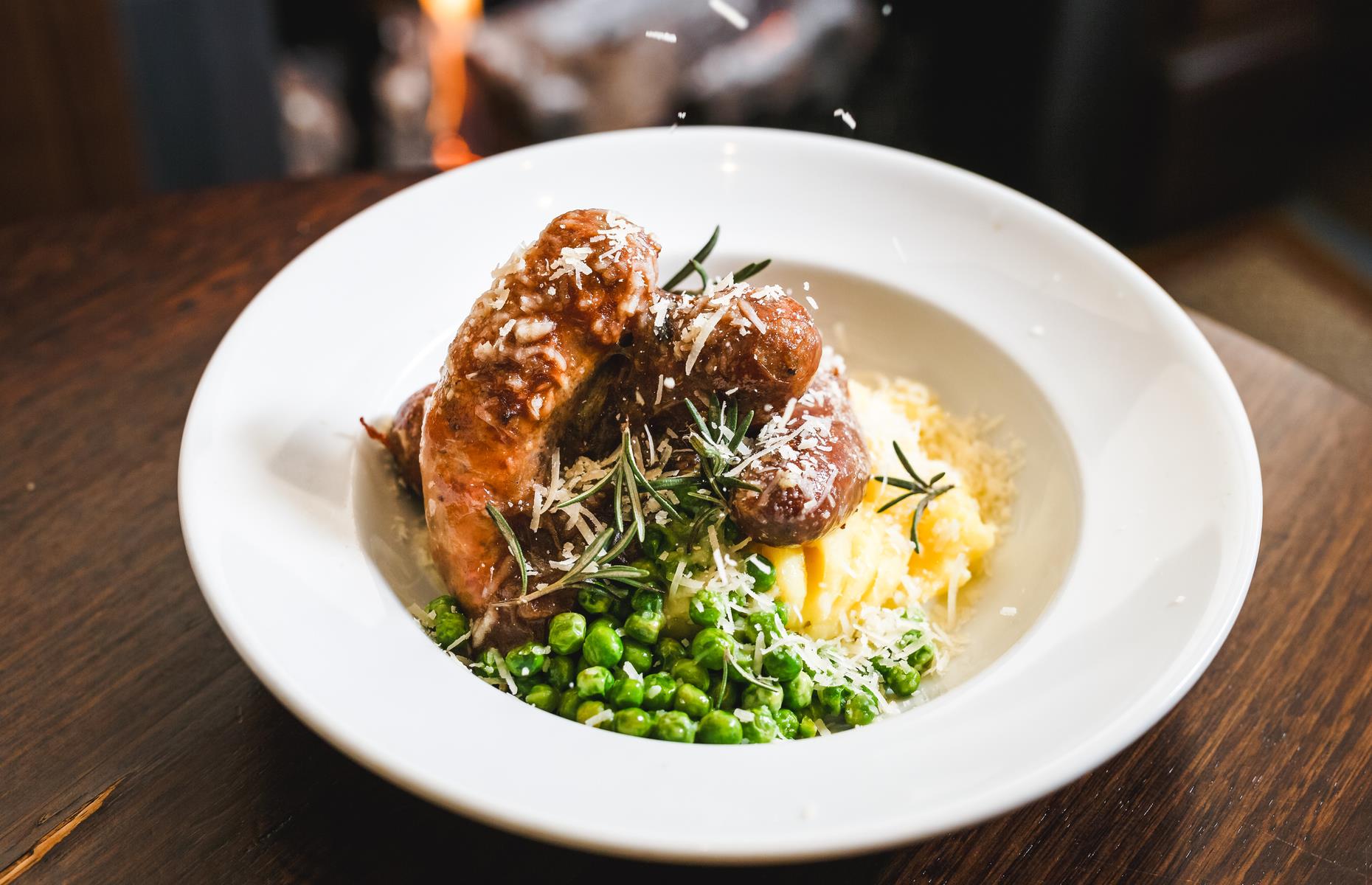 Sausages with cannellini mash