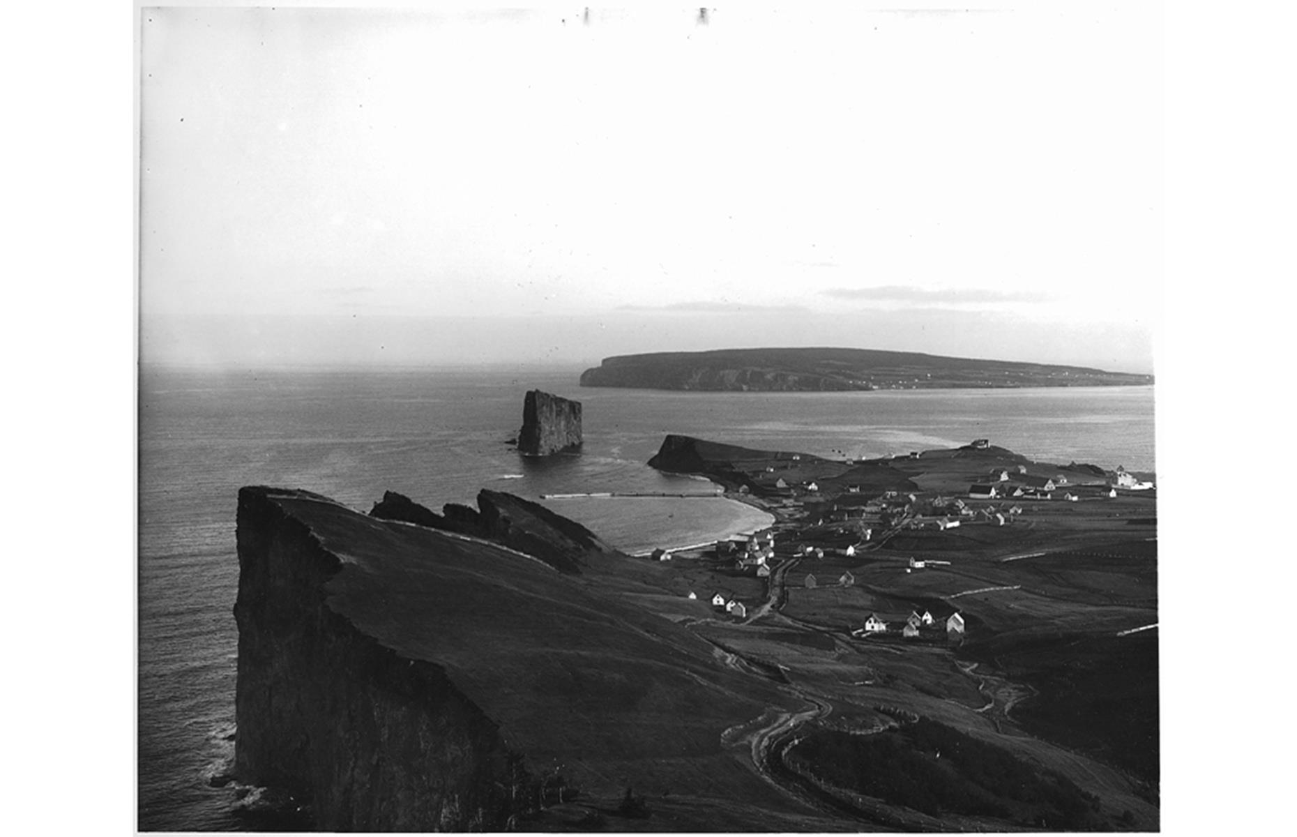 1990: panorama of Perce Rock, Quebec