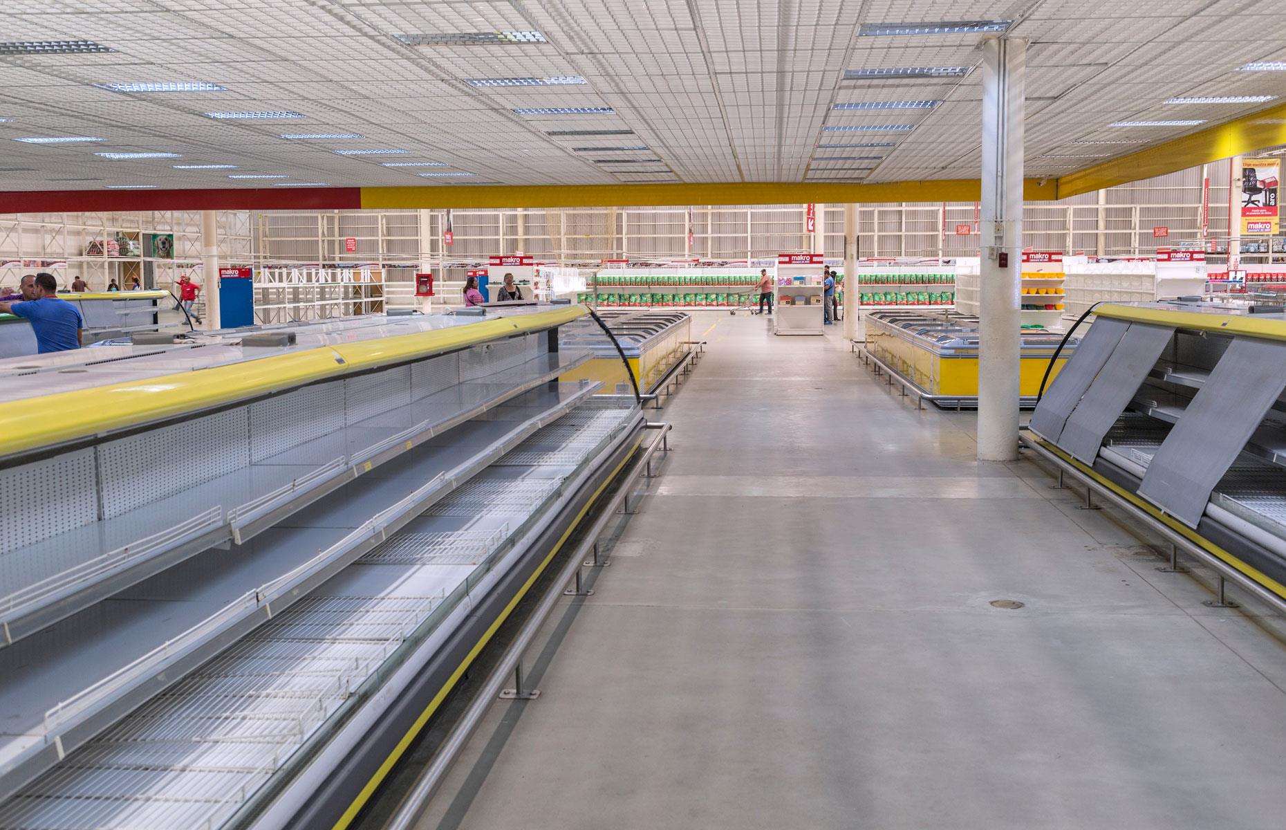 Food shortages mean empty supermarket shelves