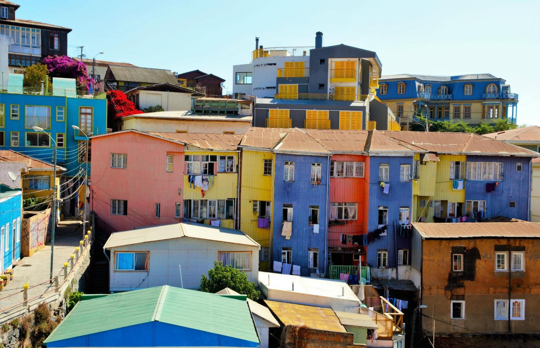Colourful houses on a hill, Valparaíso, Chile