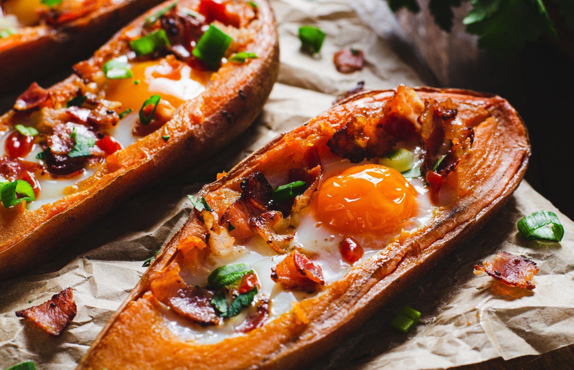19. Try baked sweet potatoes with spicy sausage