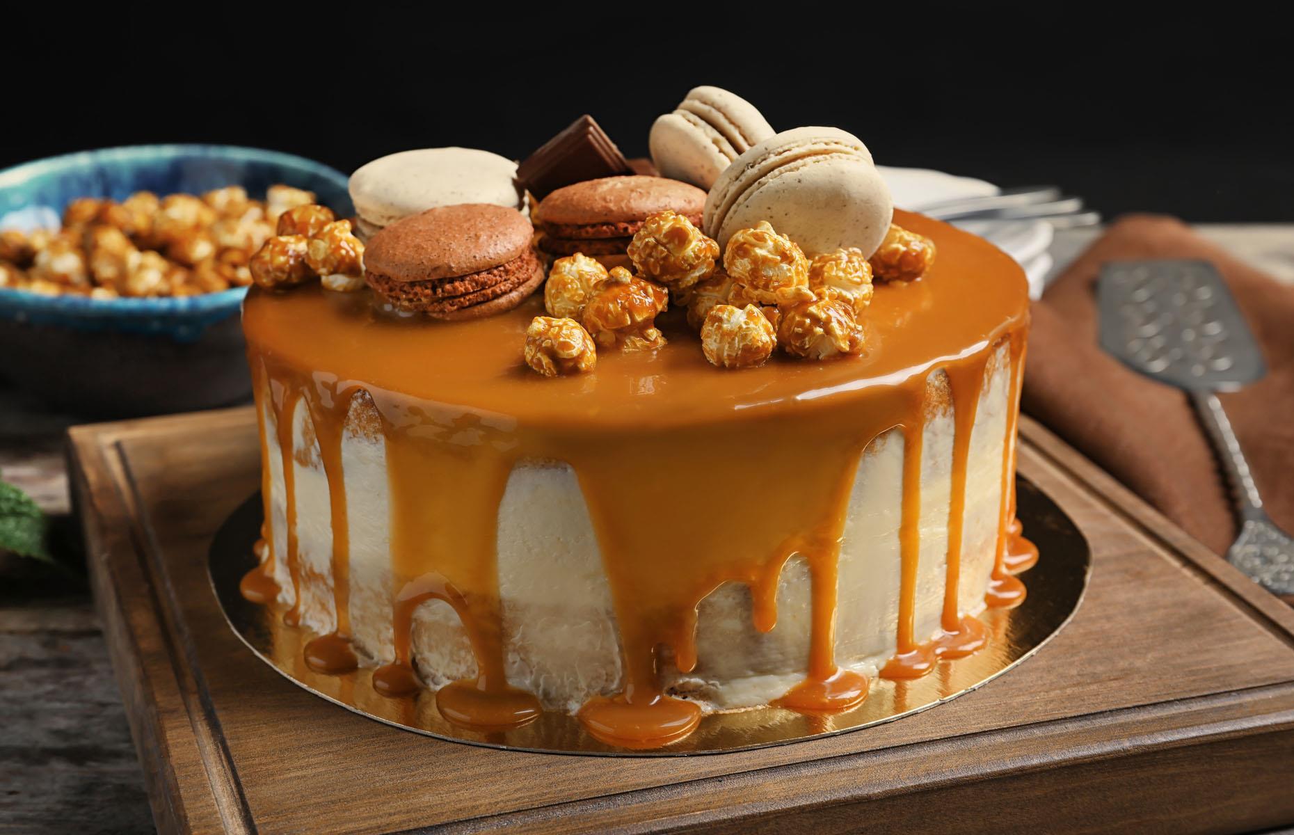 3. Irish cream cake with caramel sauce