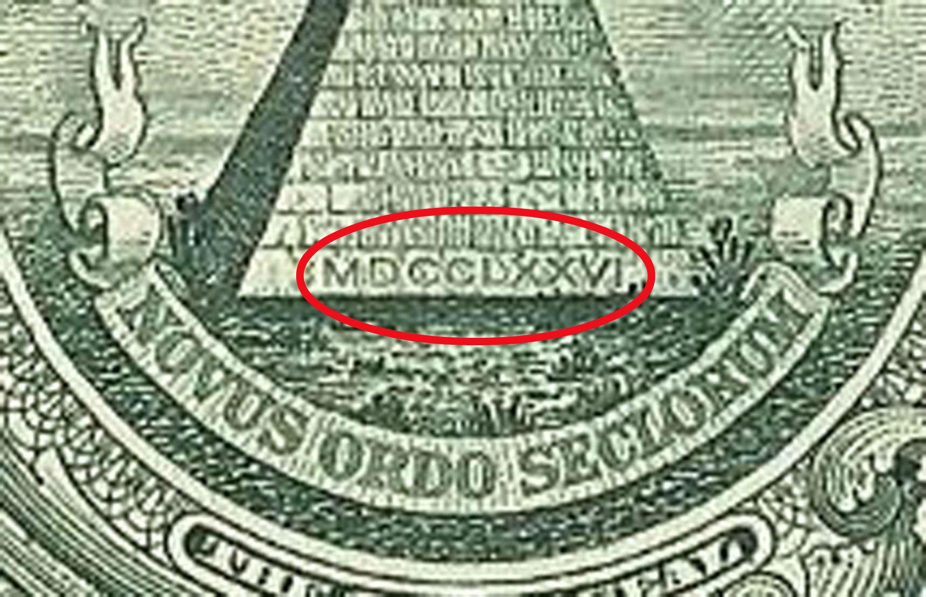 US $1 bill: Roman numerals 