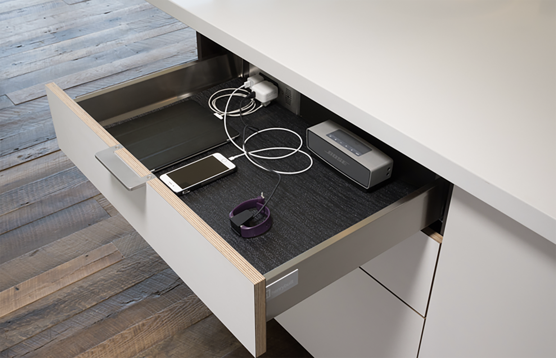 Design an in-drawer charging station