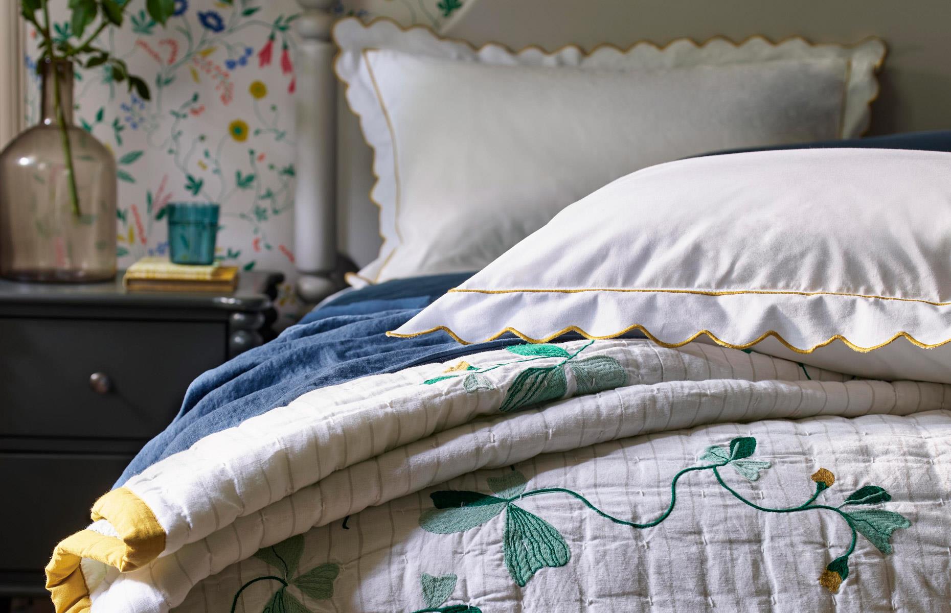 Throw a bedspread on the bed